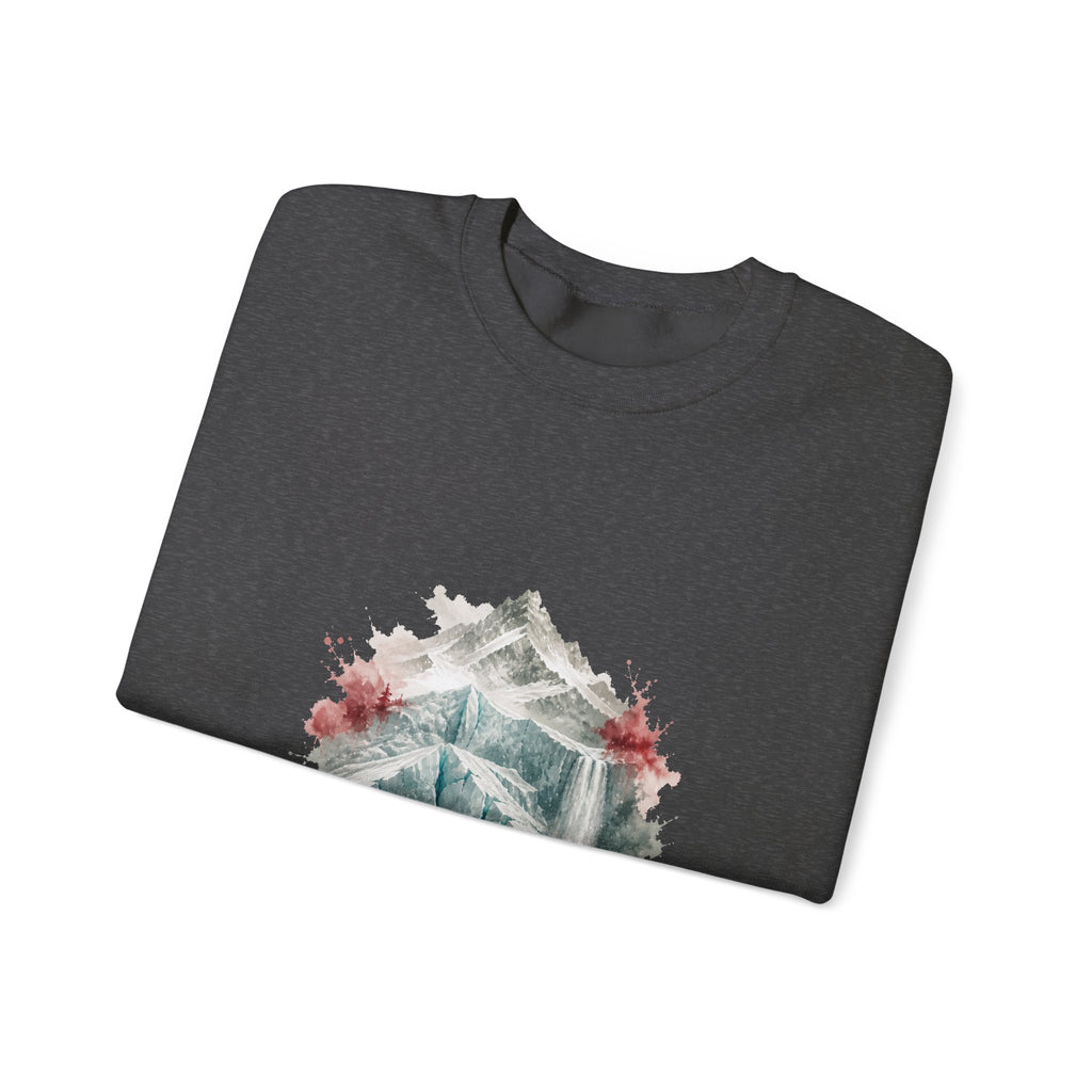 Matching Couple Sweatshirt - Volcano & Glacier Matching Couple Premium Fleece Sweatshirt Watercolor Art His Hers Birthday Gift - Design B