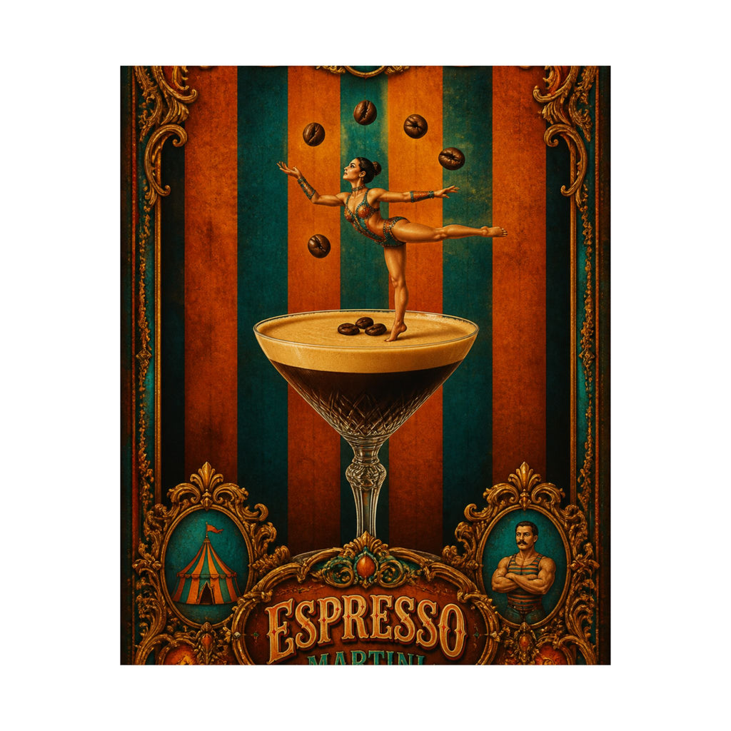 Espresso Martini Acrobat Wall Art Poster 24×36 Baroque Studio Decor Maximalist Print
