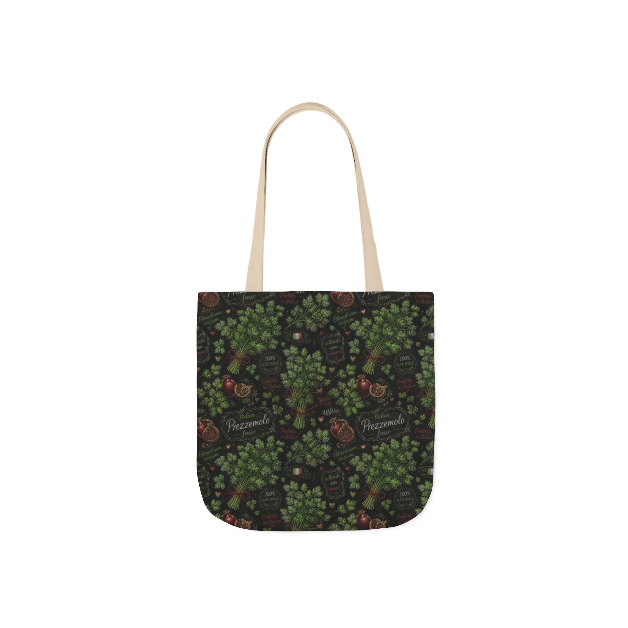 Fresh Parsley Canvas Tote Bag Mediterranean Kitchen Chalk Art Design Italian Cottagecore Gift
