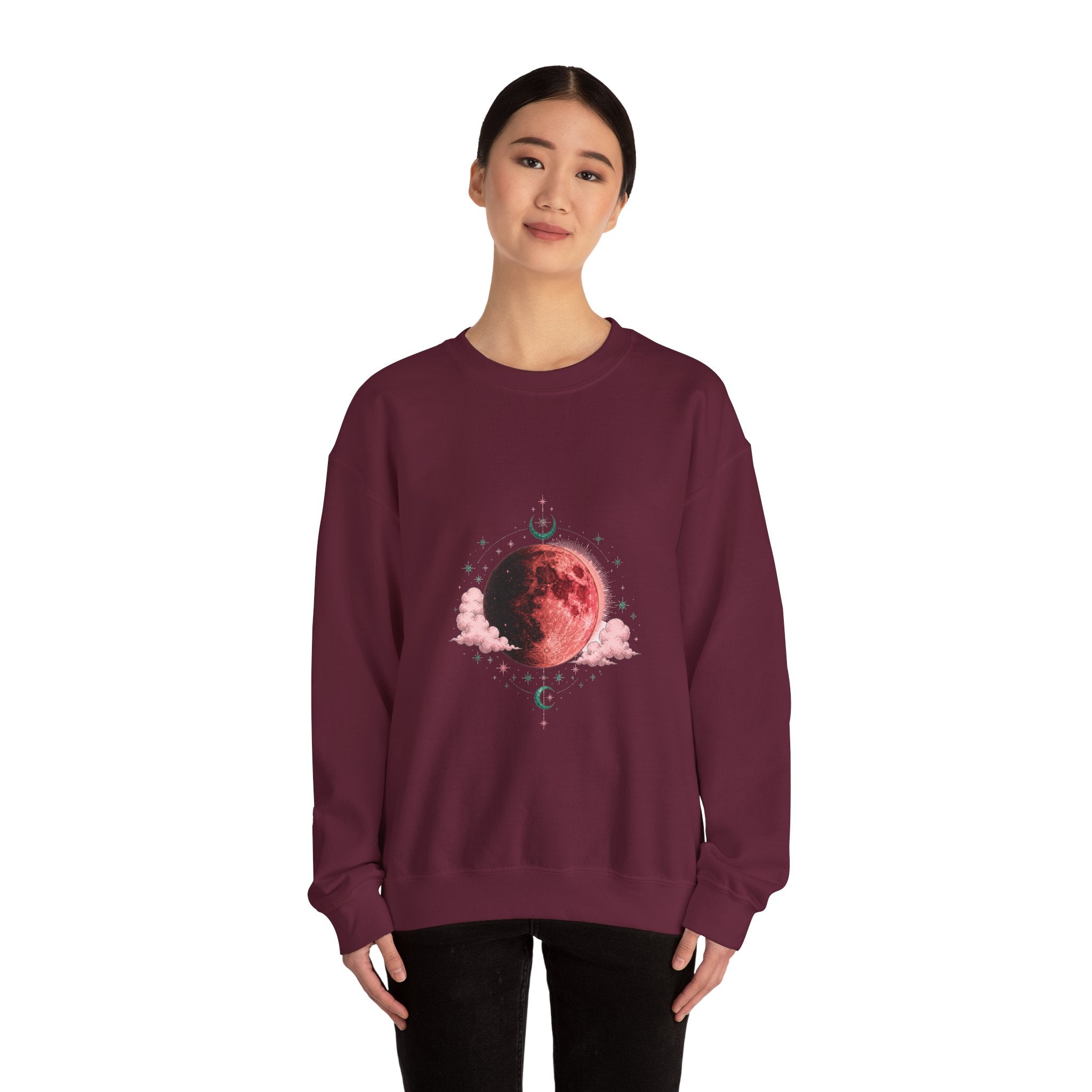Matching Couple Sweatshirt - Solar & Lunar Eclipse Matching Couple Crewneck Sweatshirt Hand-Drawn Art His Hers Best Friend Gift - Design B
