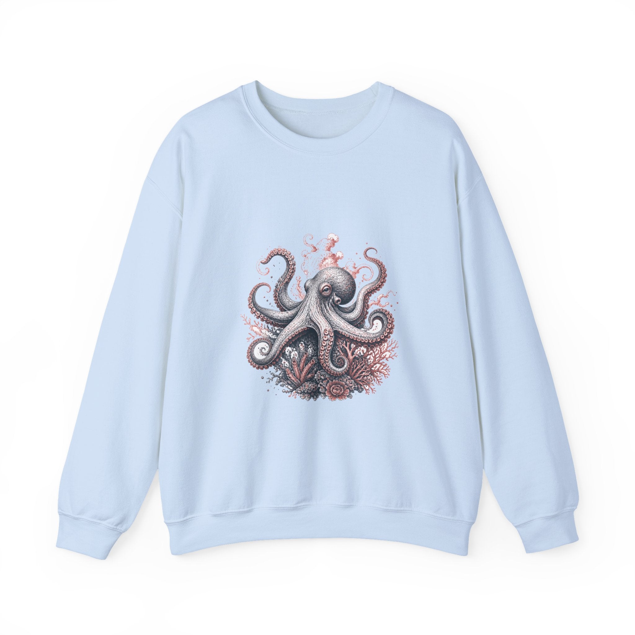 Matching Couple Sweatshirt - Octopus & Jellyfish Matching Couple Crewneck Sweatshirt Hand-Drawn Art His Hers Best Friend Gift - Design A