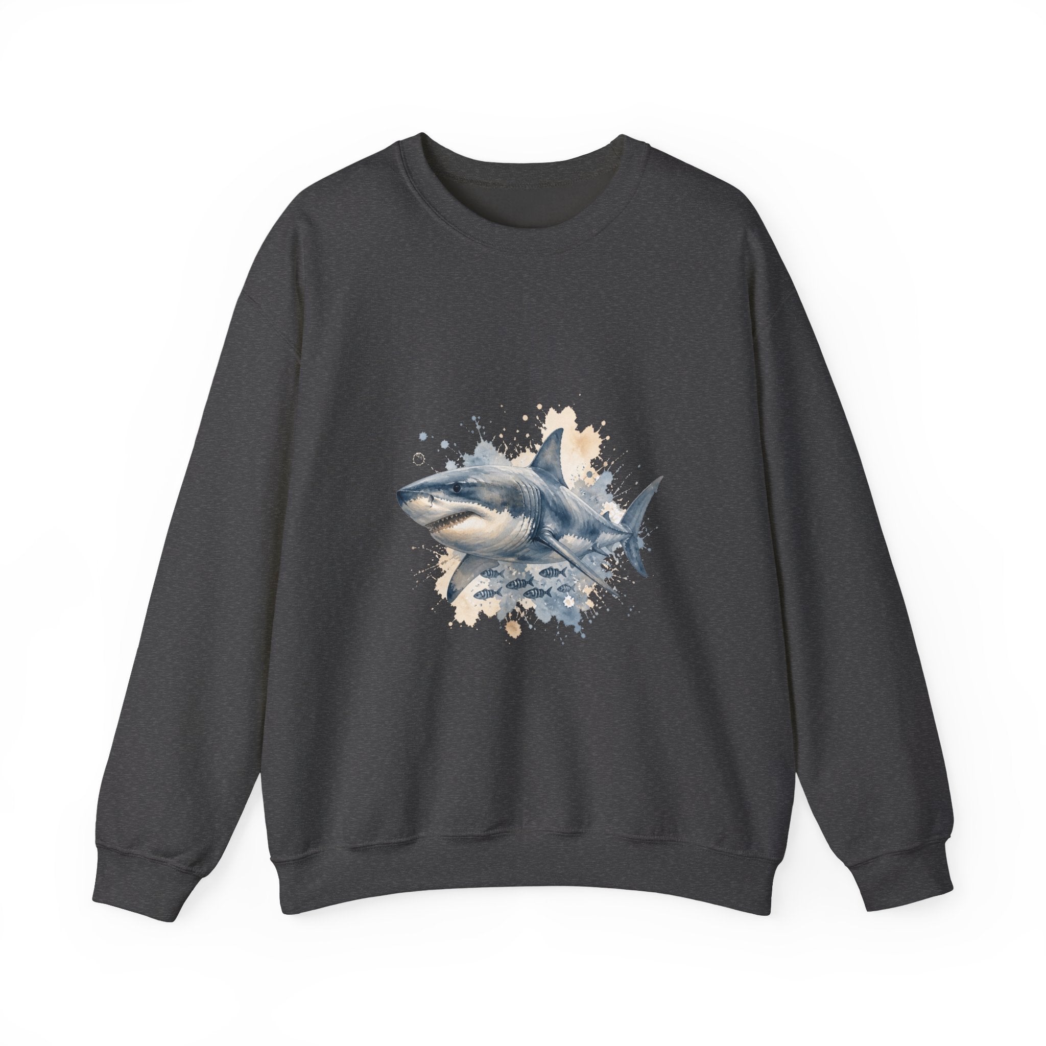 Matching Couple Sweatshirt - Shark & Dolphin Matching Couple Comfort Colors Crew Watercolor Art His Hers Birthday Gift - Design A