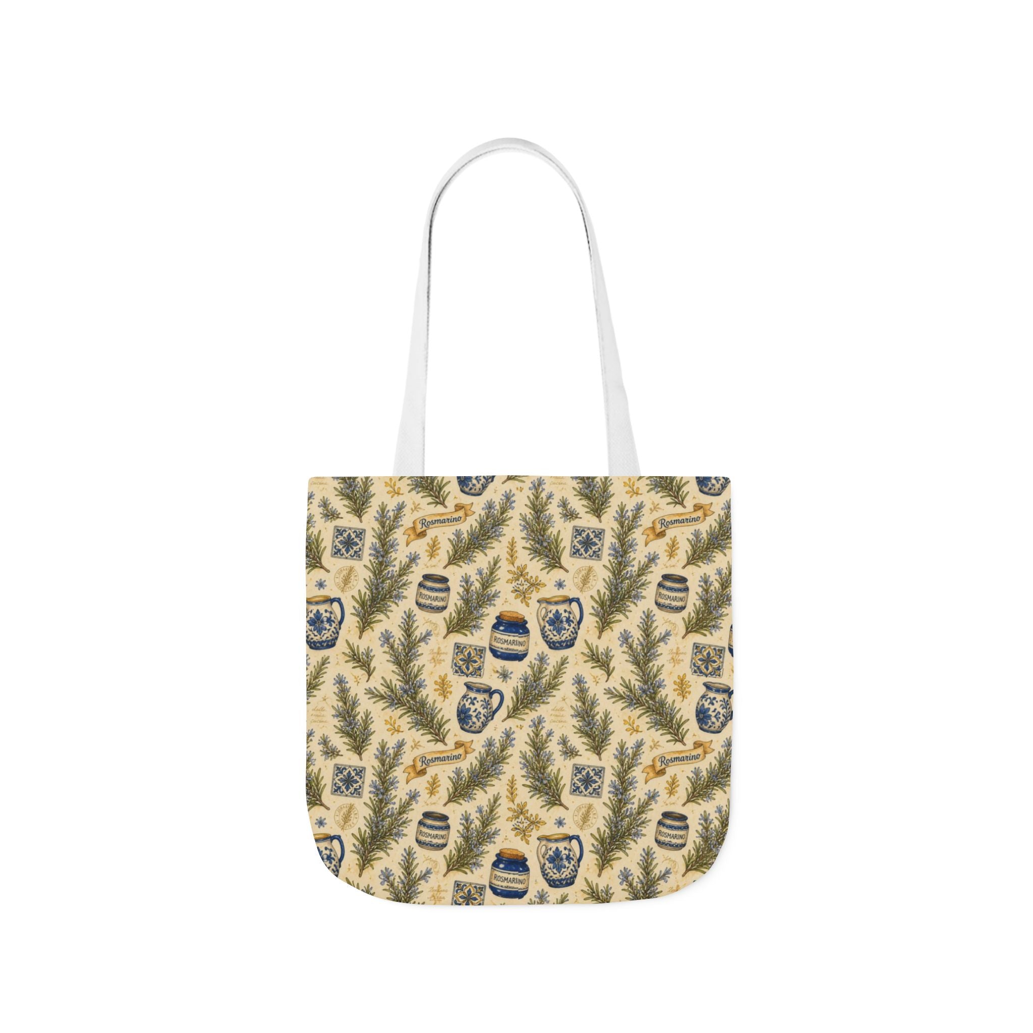 Rosemary Sprigs Canvas Tote Bag Mediterranean Kitchen Watercolor Design Italian Cottagecore Gift