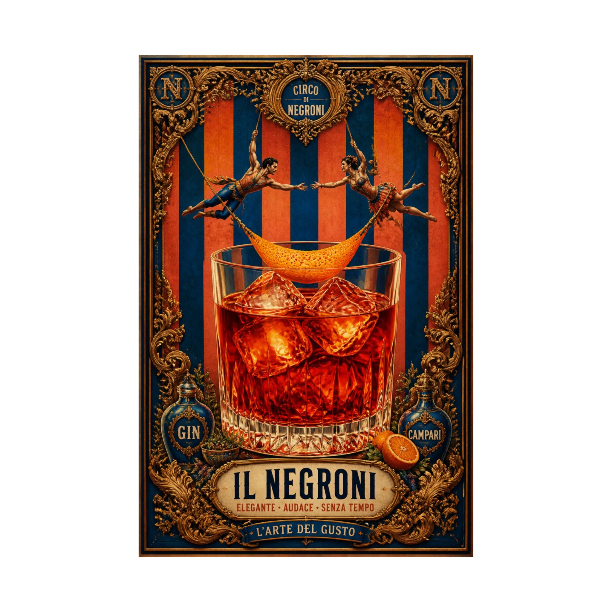 Negroni Trapeze Act Wall Art Poster 24×36 Baroque Studio Decor Maximalist Print