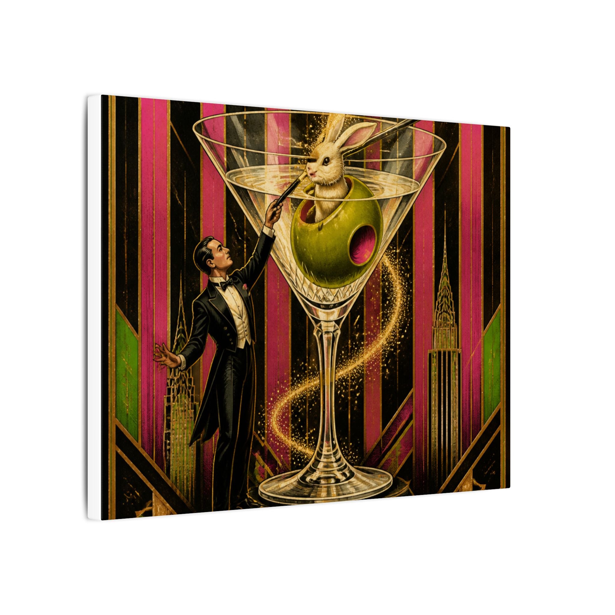 Martini Magician Wall Art Canvas 24×36 Art Deco Bar Area Decor Maximalist Print