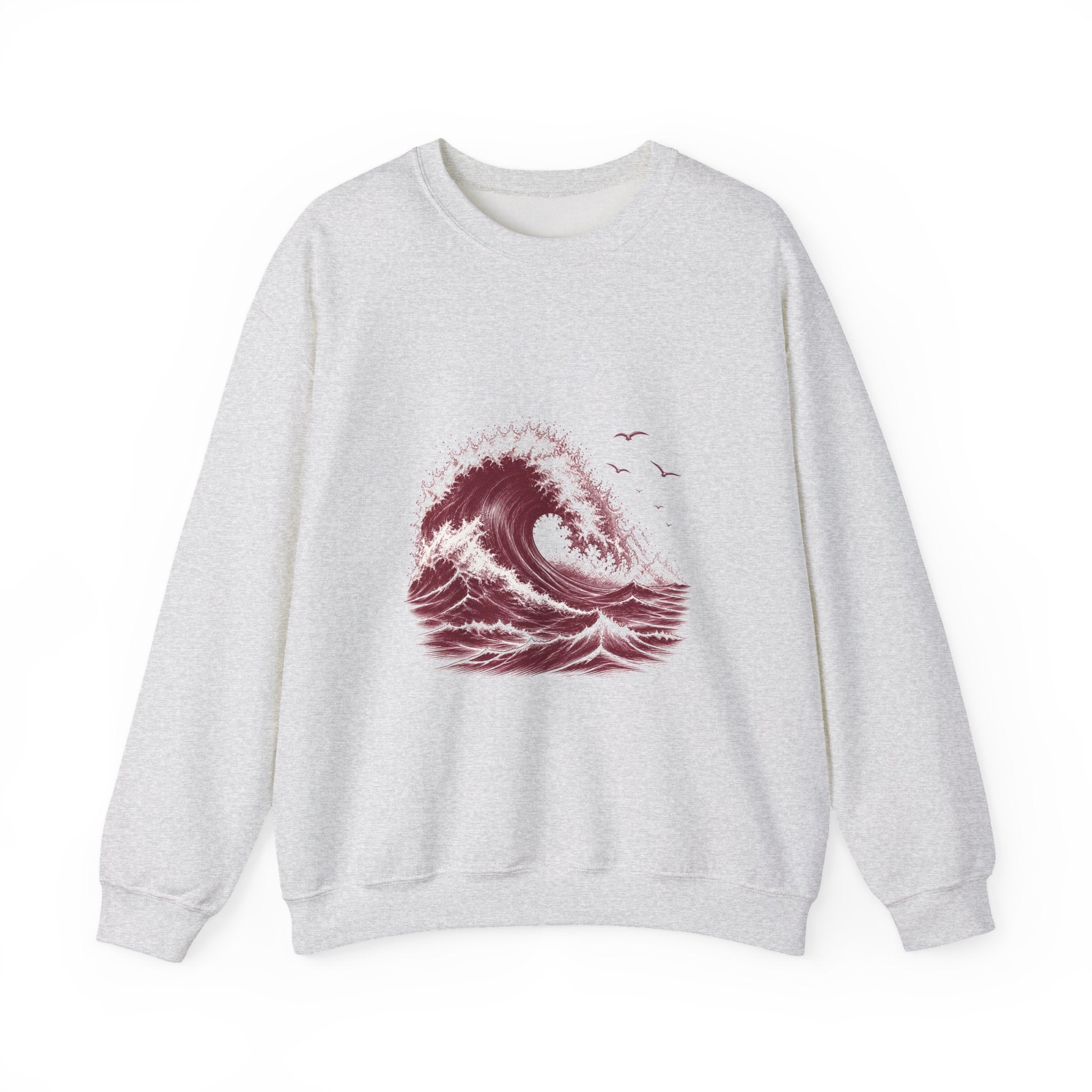 Matching Couple Sweatshirt - Mountain & Ocean Matching Couple Crewneck Sweatshirt Hand-Drawn Art His Hers Best Friend Gift - Design B