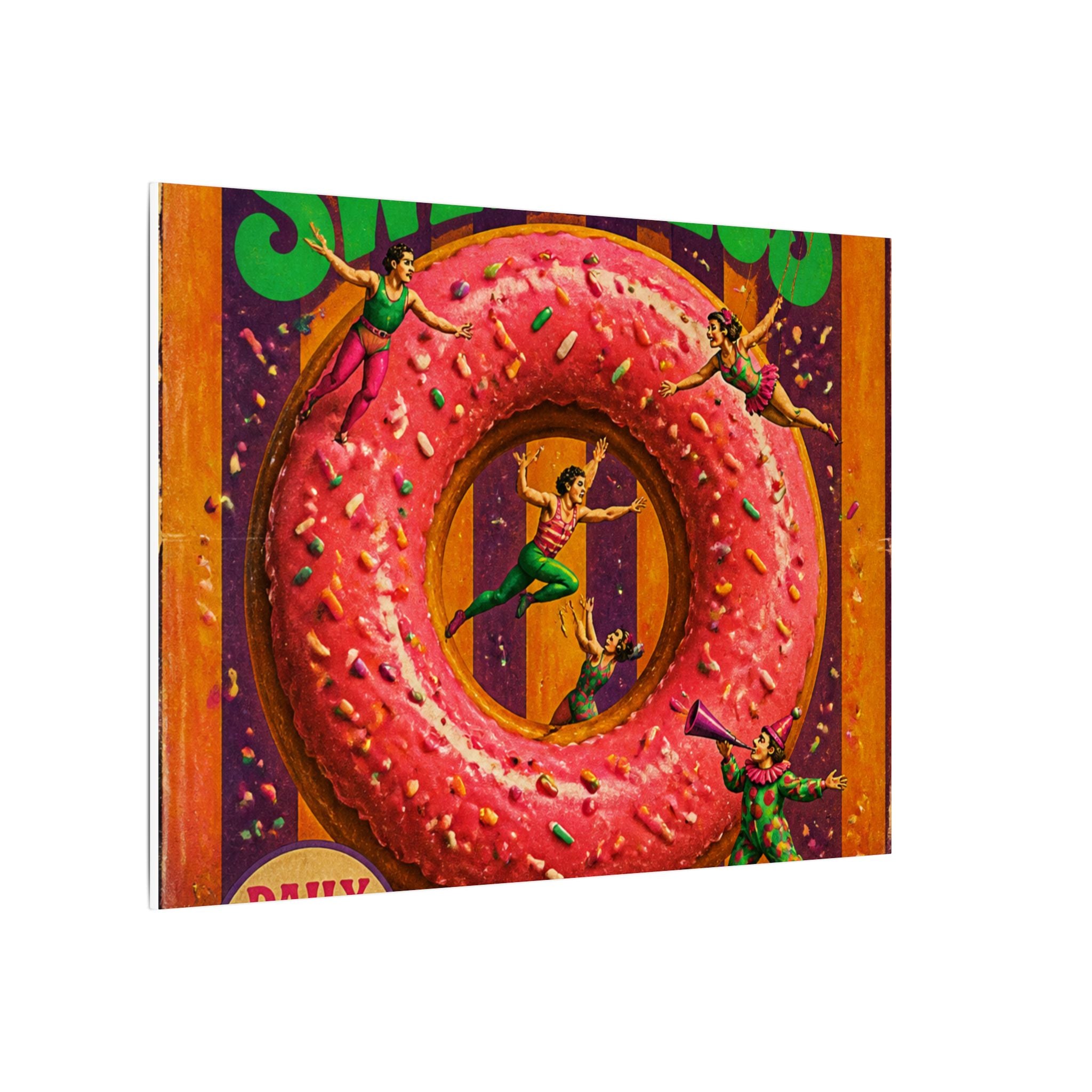 Donut Circus Ring Wall Art Canvas 24×36 Psychedelic Dining Room Decor Maximalist Print