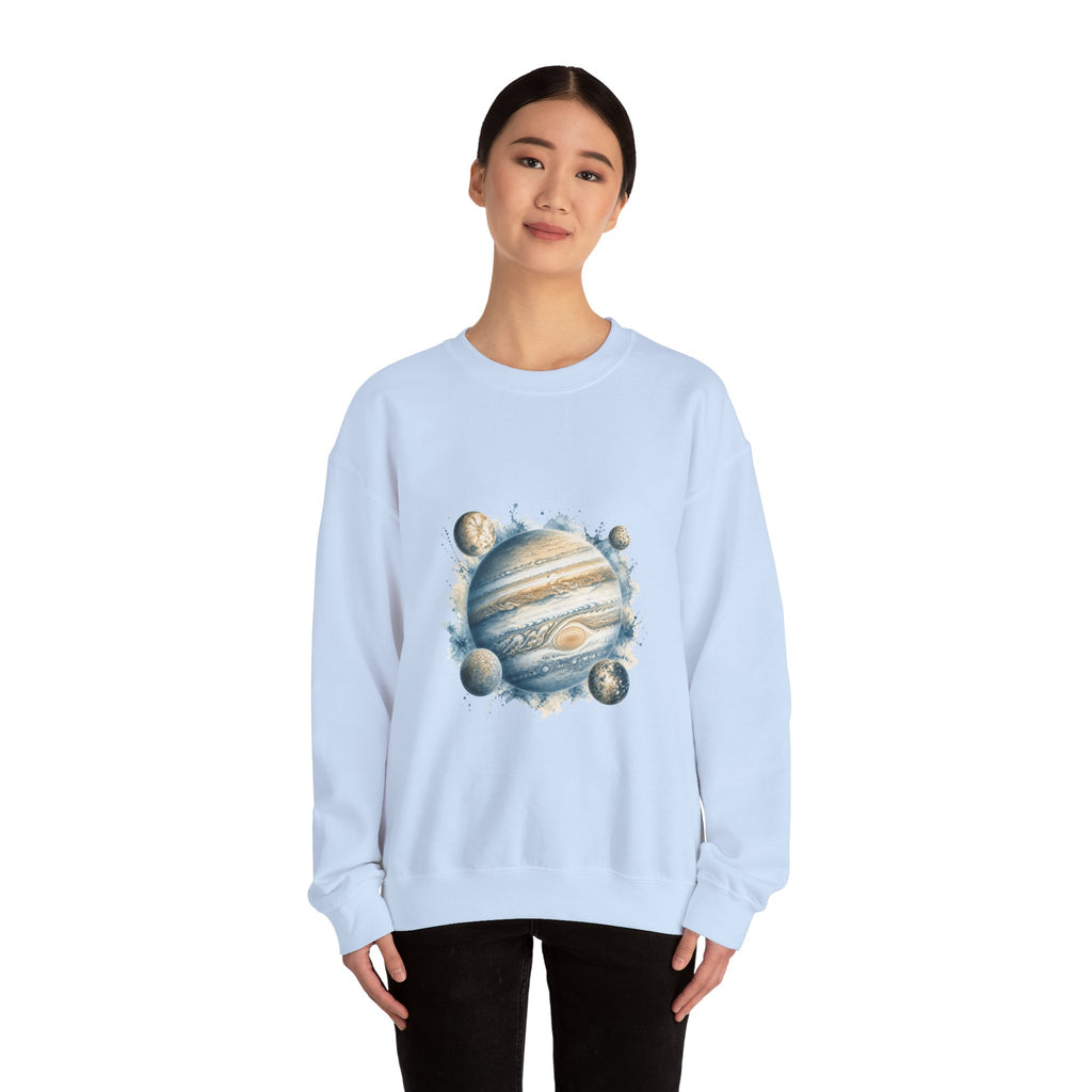 Matching Couple Sweatshirt - Saturn & Jupiter Matching Couple Crewneck Sweatshirt Watercolor Art His Hers Engagement Gift - Design B