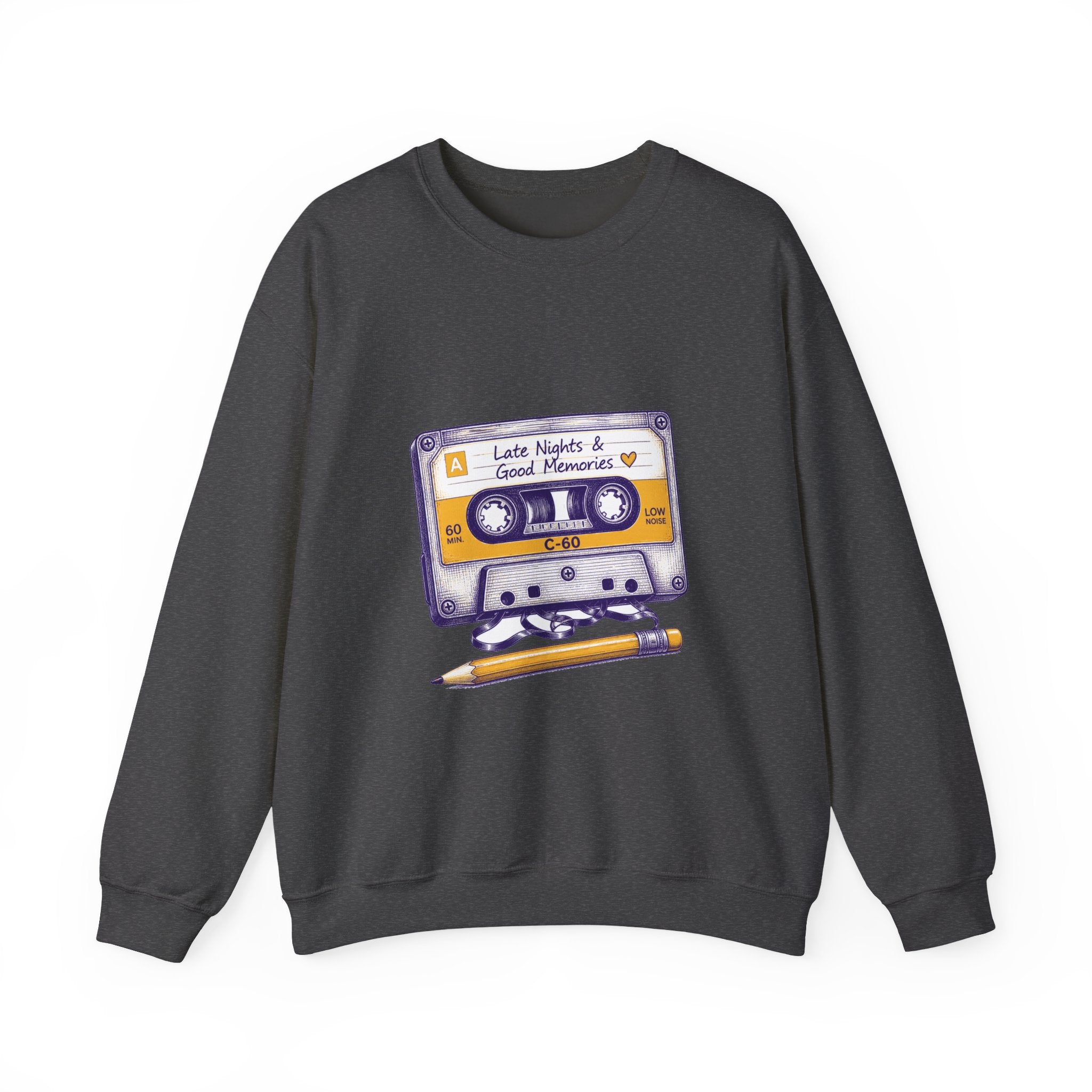 Matching Couple Sweatshirt - Vinyl & Cassette Matching Couple Premium Fleece Sweatshirt Hand-Drawn Art His Hers Anniversary Gift - Design B