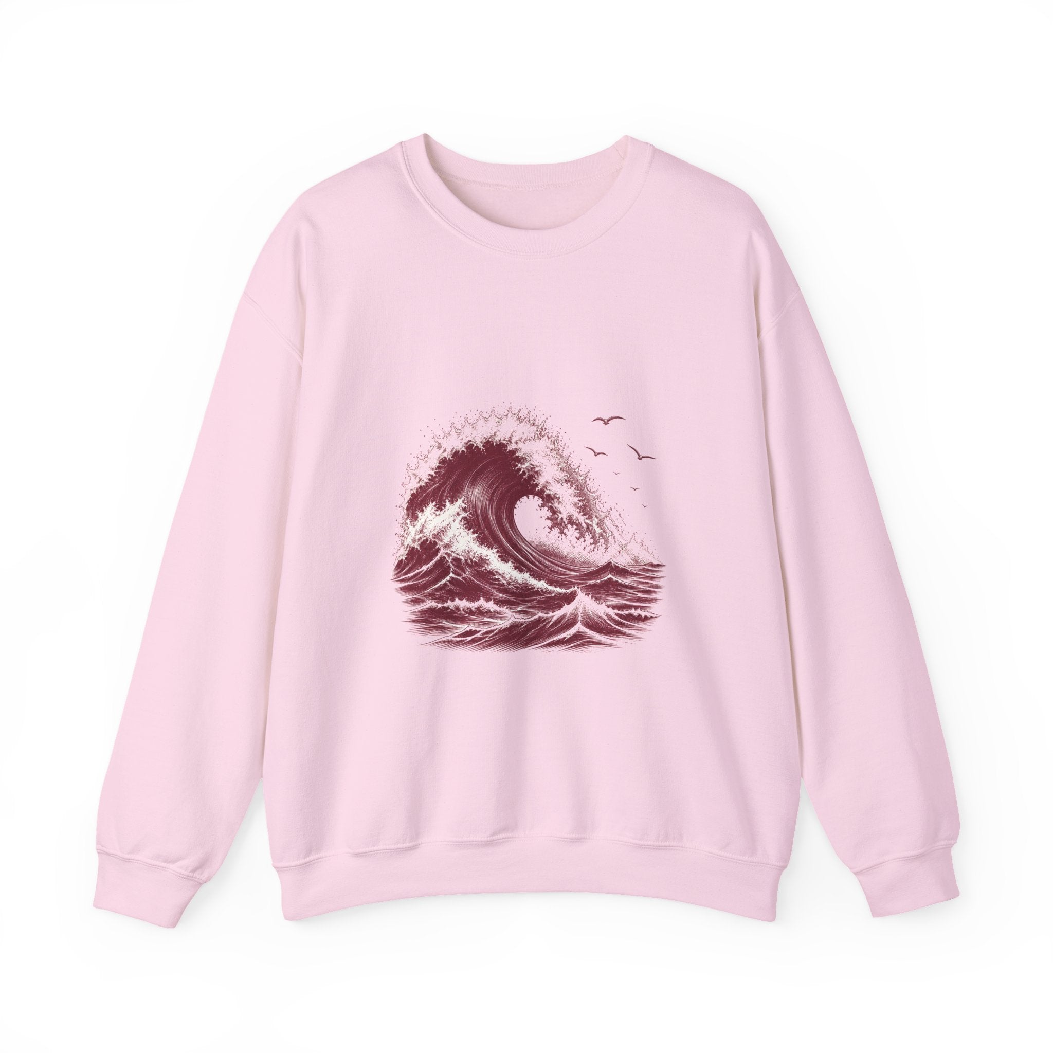 Matching Couple Sweatshirt - Mountain & Ocean Matching Couple Crewneck Sweatshirt Hand-Drawn Art His Hers Best Friend Gift - Design B