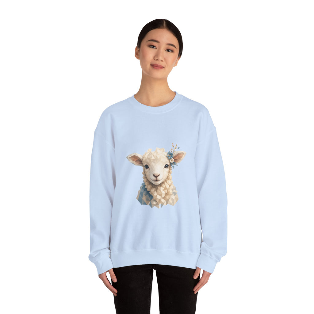 Matching Couple Sweatshirt - Lion & Lamb Matching Couple Crewneck Sweatshirt Geometric Art His Hers Couple Gift - Design B