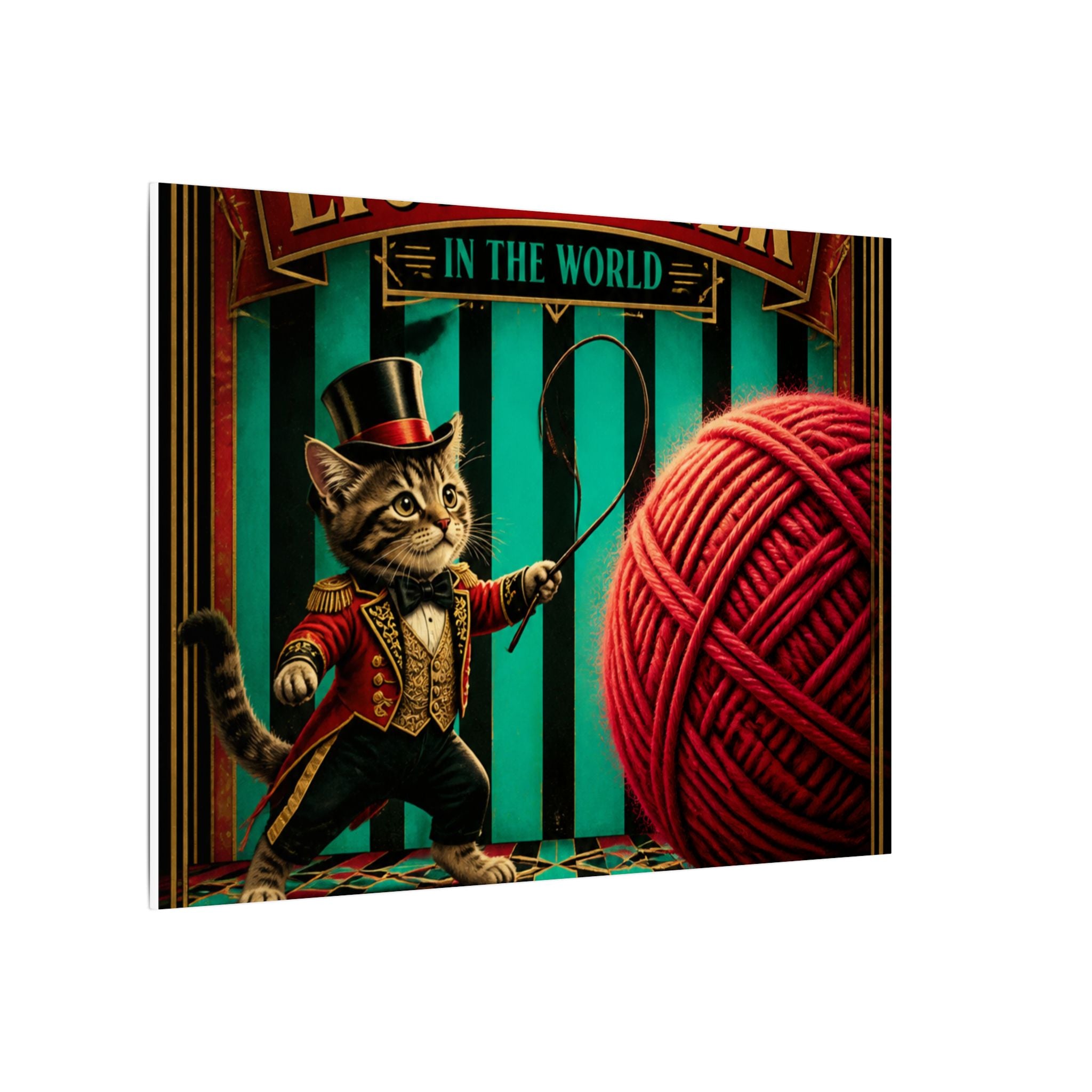 Cat Lion Tamer Wall Art Canvas 16×20 Art Deco Entryway Decor Maximalist Print