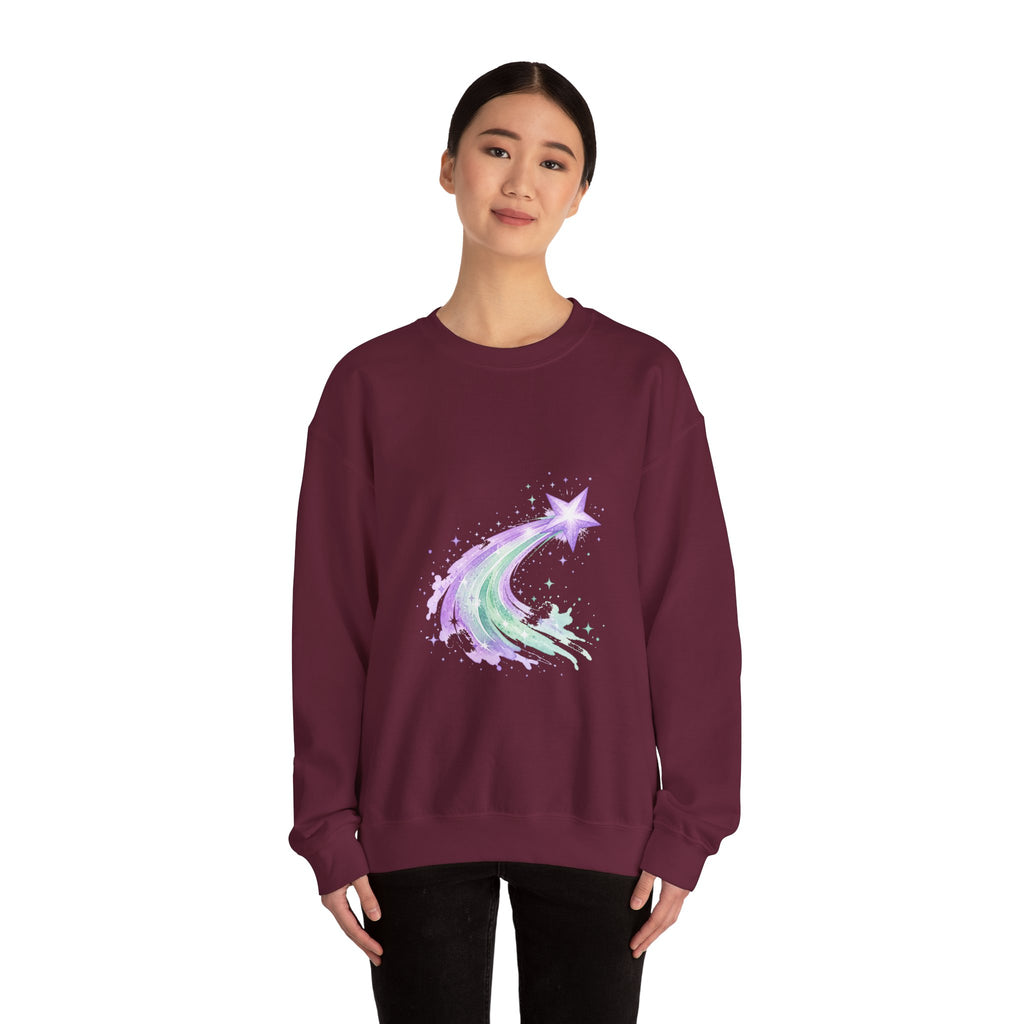 Matching Couple Sweatshirt - Shooting Star & North Star Matching Couple Crewneck Sweatshirt Watercolor Art His Hers Engagement Gift - Design A
