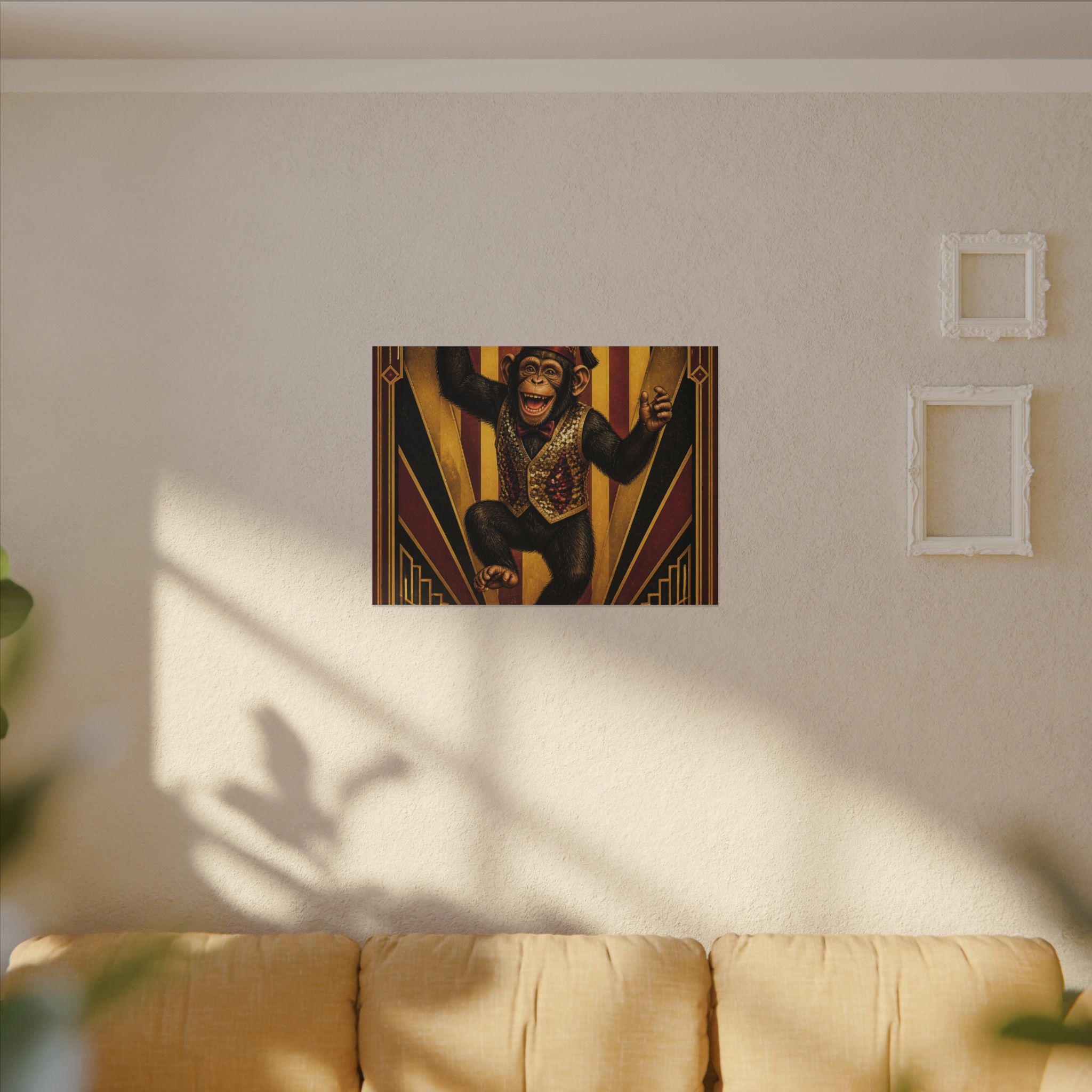 Dancing Monkey Wall Art Canvas 24×36 Art Deco Bar Area Decor Maximalist Print