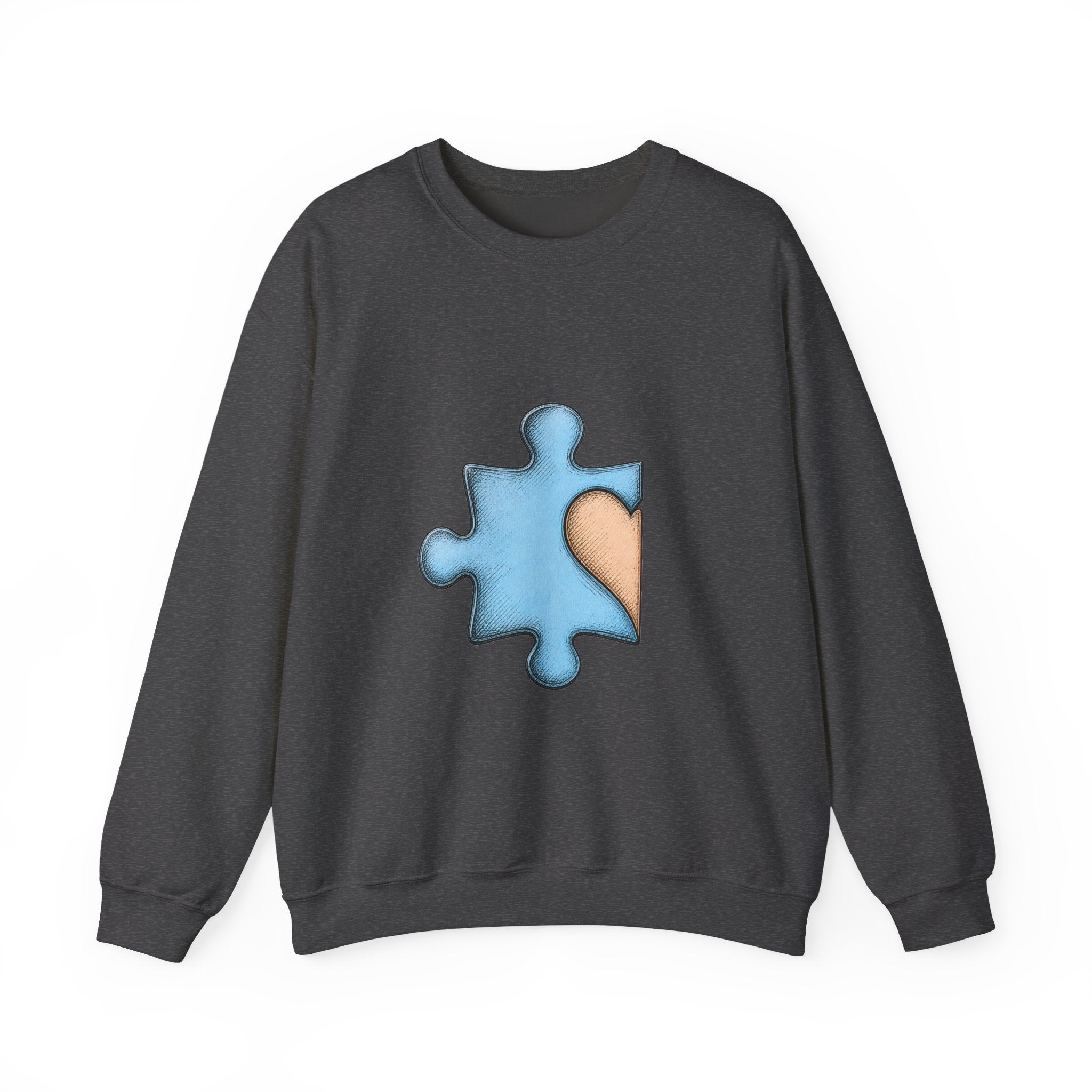 Matching Couple Sweatshirt - Puzzle Pieces Matching Couple Crewneck Sweatshirt Hand-Drawn Art His Hers Best Friend Gift - Design A