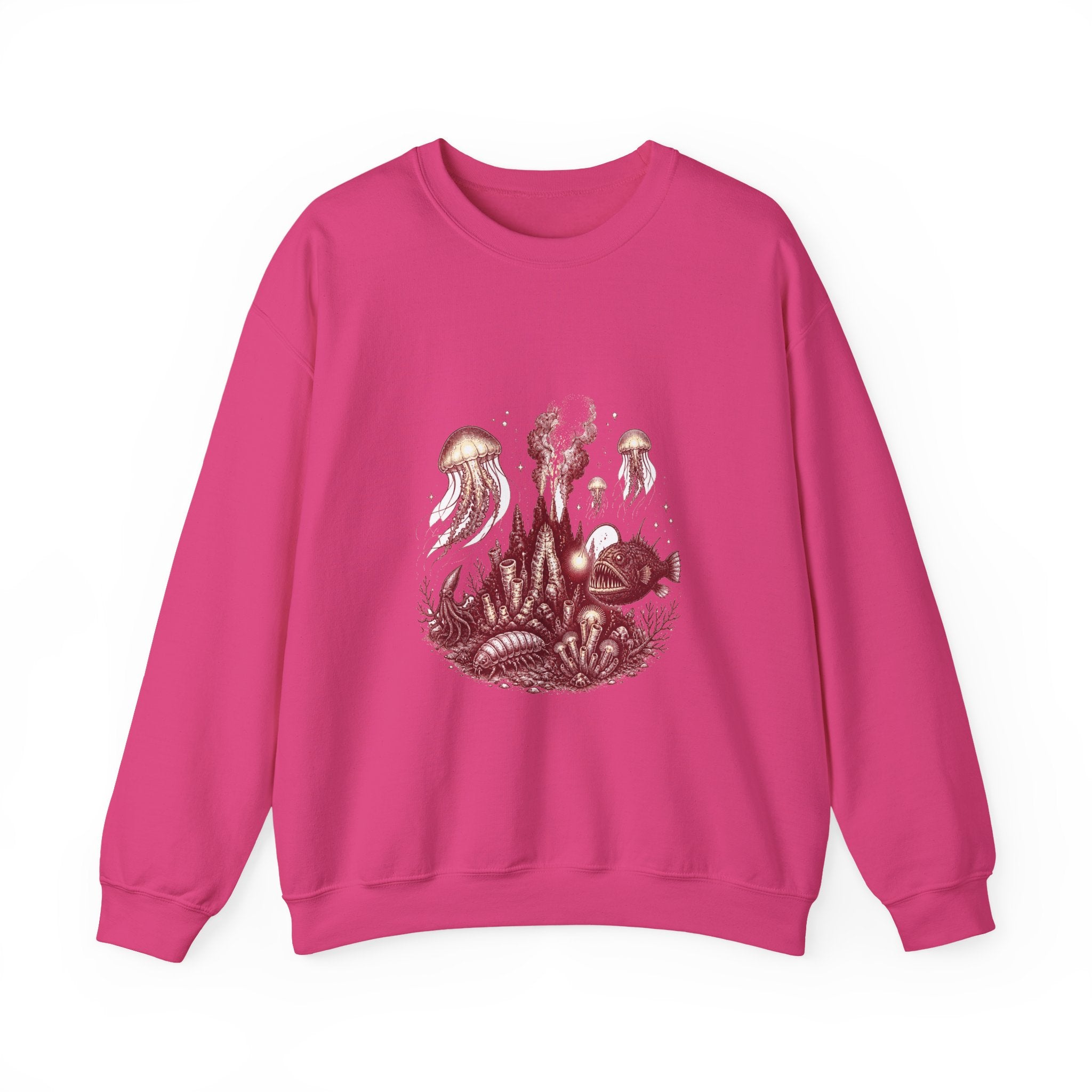 Matching Couple Sweatshirt - Coral Reef & Deep Sea Matching Couple Premium Fleece Sweatshirt Hand-Drawn Art His Hers Anniversary Gift - Design B