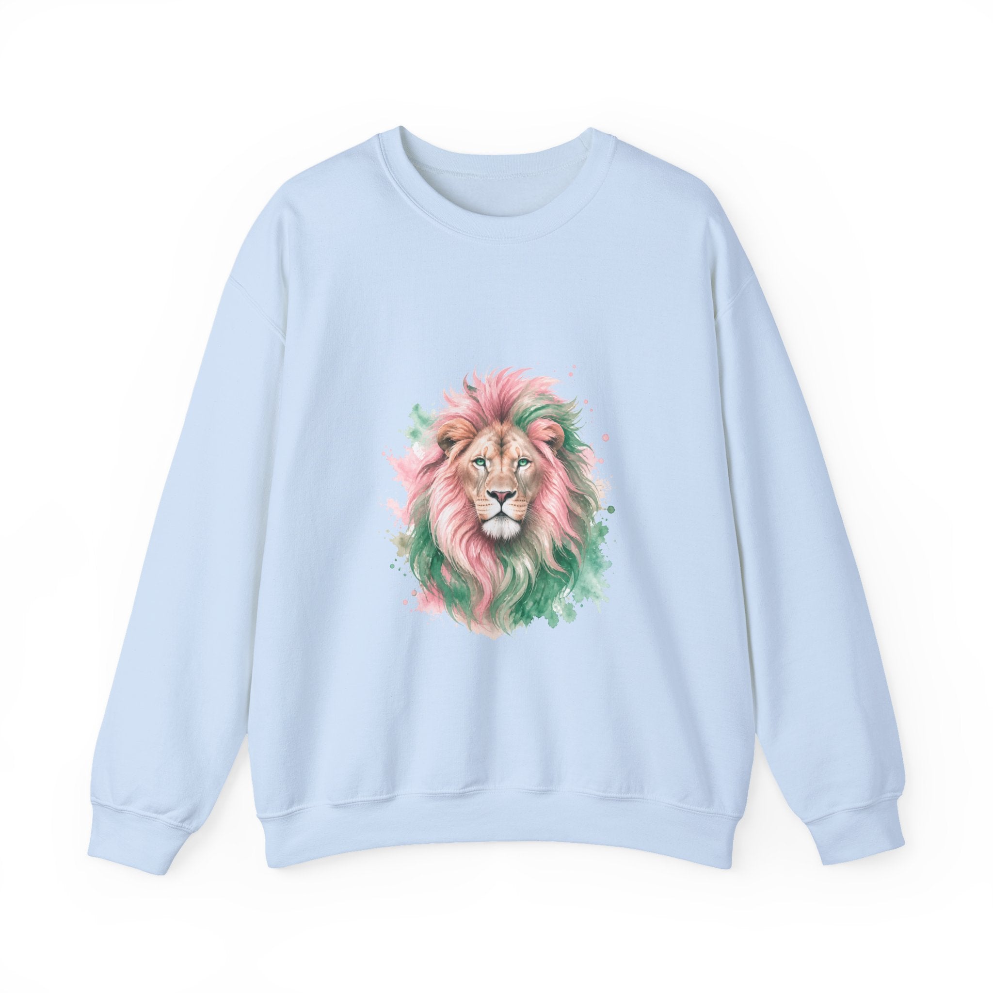 Matching Couple Sweatshirt - Lion & Lamb Matching Couple Premium Fleece Sweatshirt Watercolor Art His Hers Birthday Gift - Design A