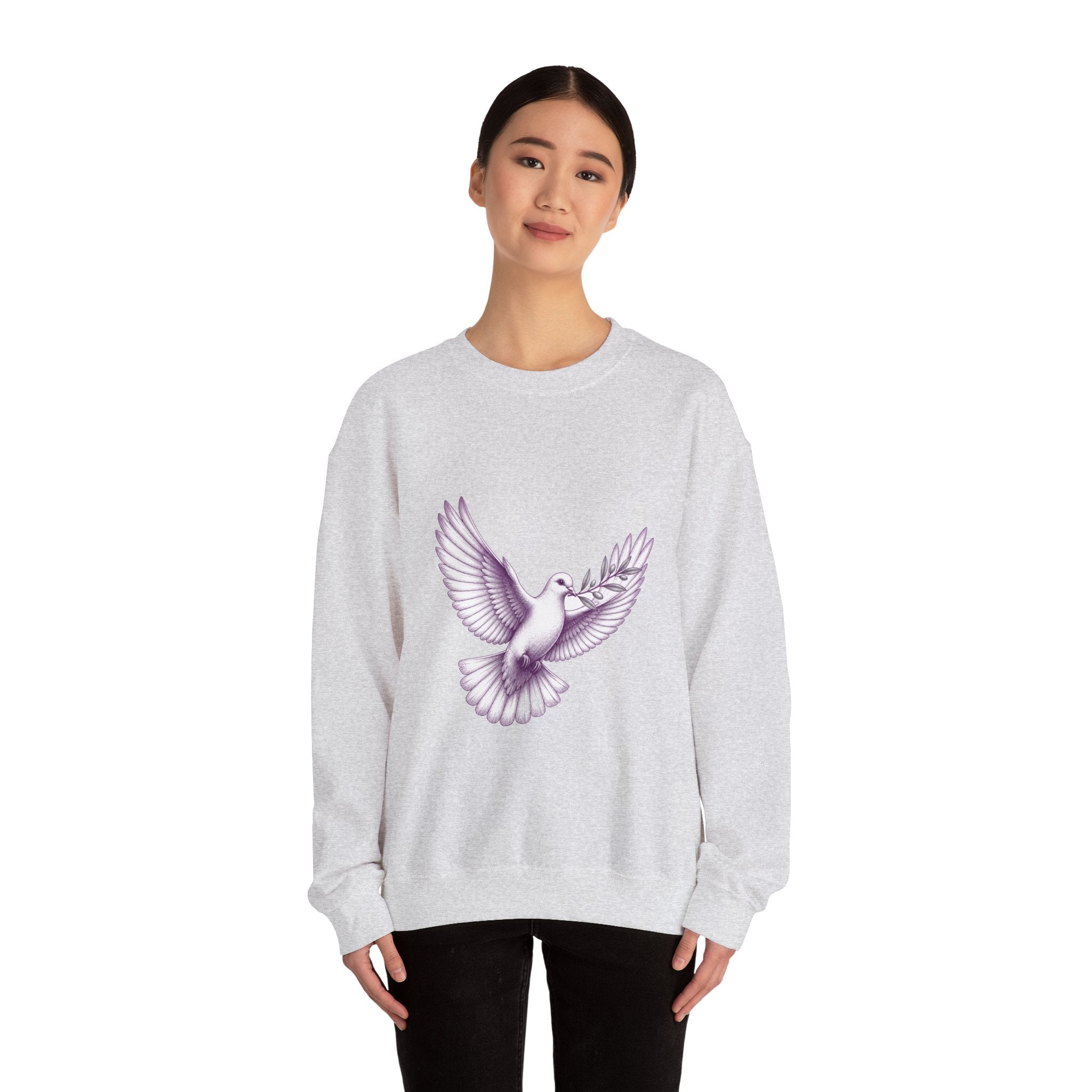 Matching Couple Sweatshirt - Wolf & Dove Matching Couple Comfort Colors Crew Hand-Drawn Art His Hers Anniversary Gift - Design B