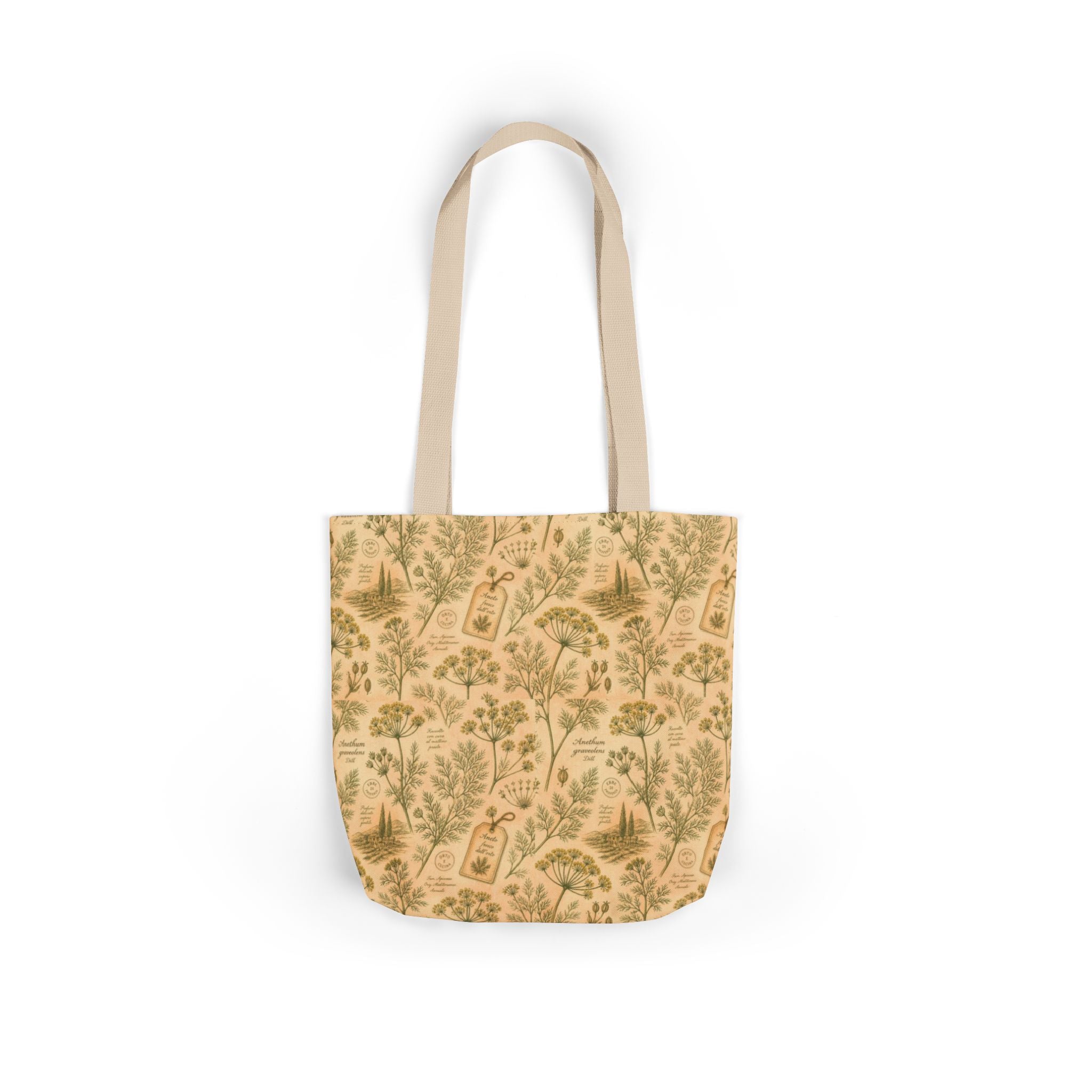 Dill Fronds Canvas Tote Bag Mediterranean Kitchen Botanical Design Italian Cottagecore Gift