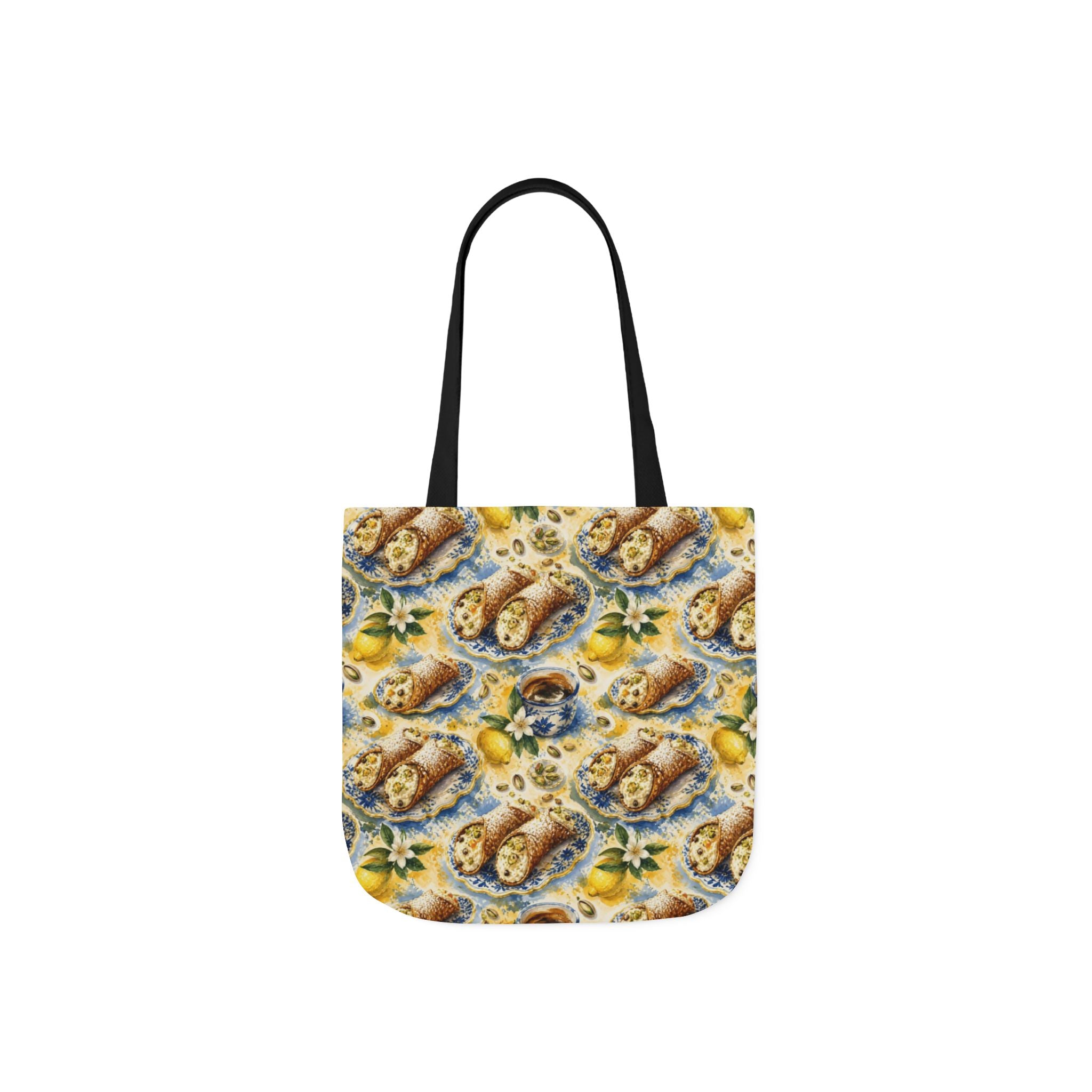 Sicilian Cannoli Canvas Tote Bag Mediterranean Kitchen Watercolor Splash Design Italian Cottagecore Gift