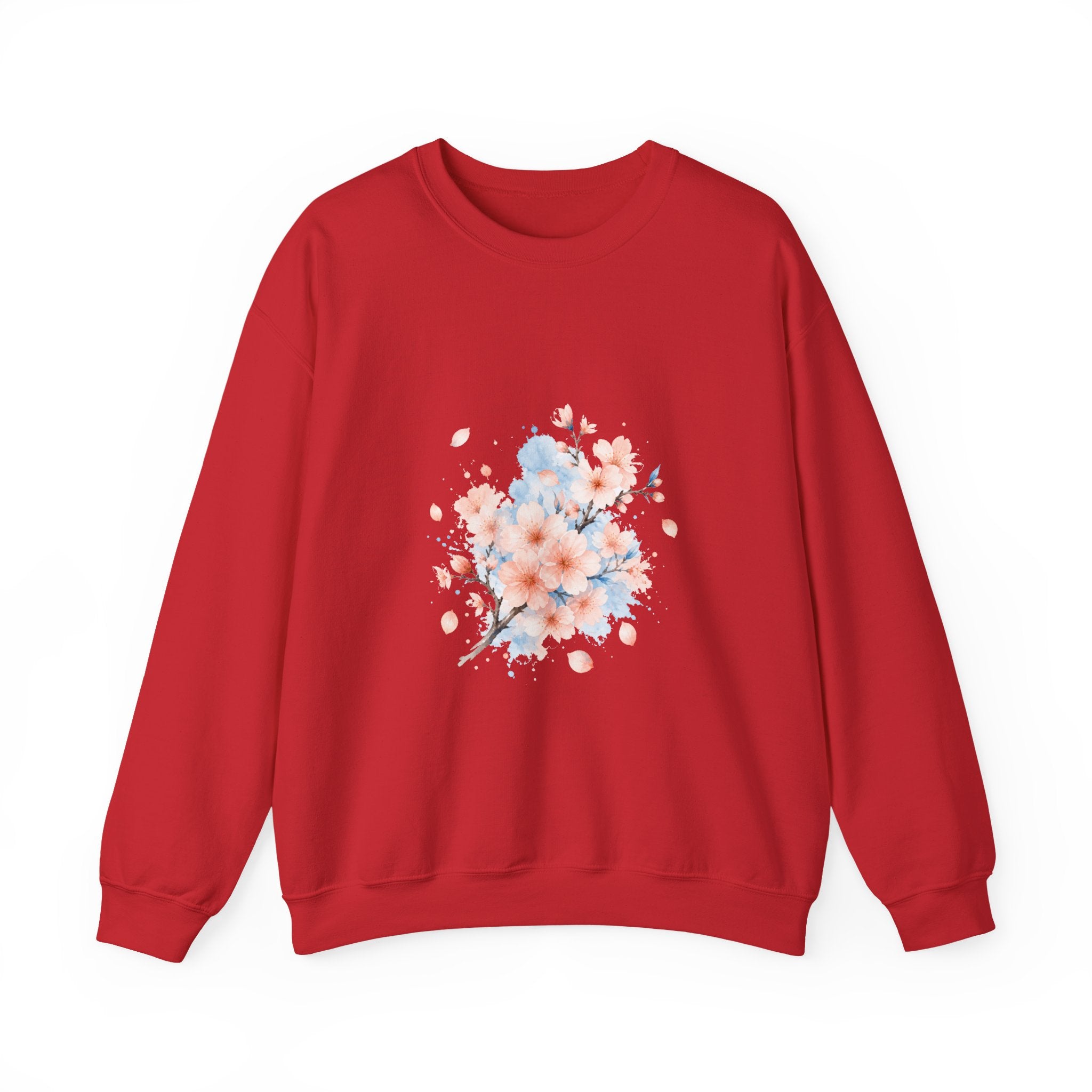 Matching Couple Sweatshirt - Cherry Blossom & Maple Leaf Matching Couple Premium Fleece Sweatshirt Watercolor Art His Hers Birthday Gift - Design A