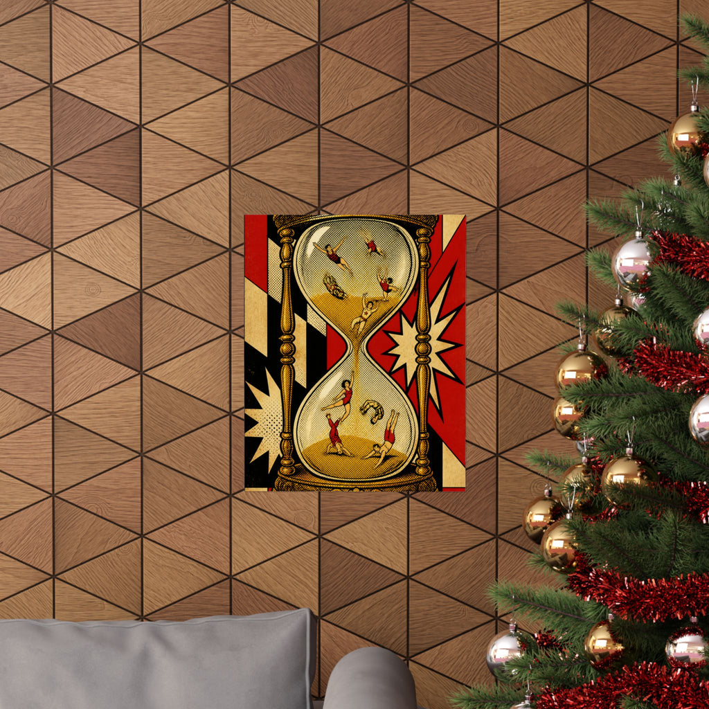 Hourglass Acrobats Wall Art Poster 18×24 Pop Art Living Room Decor Maximalist Print