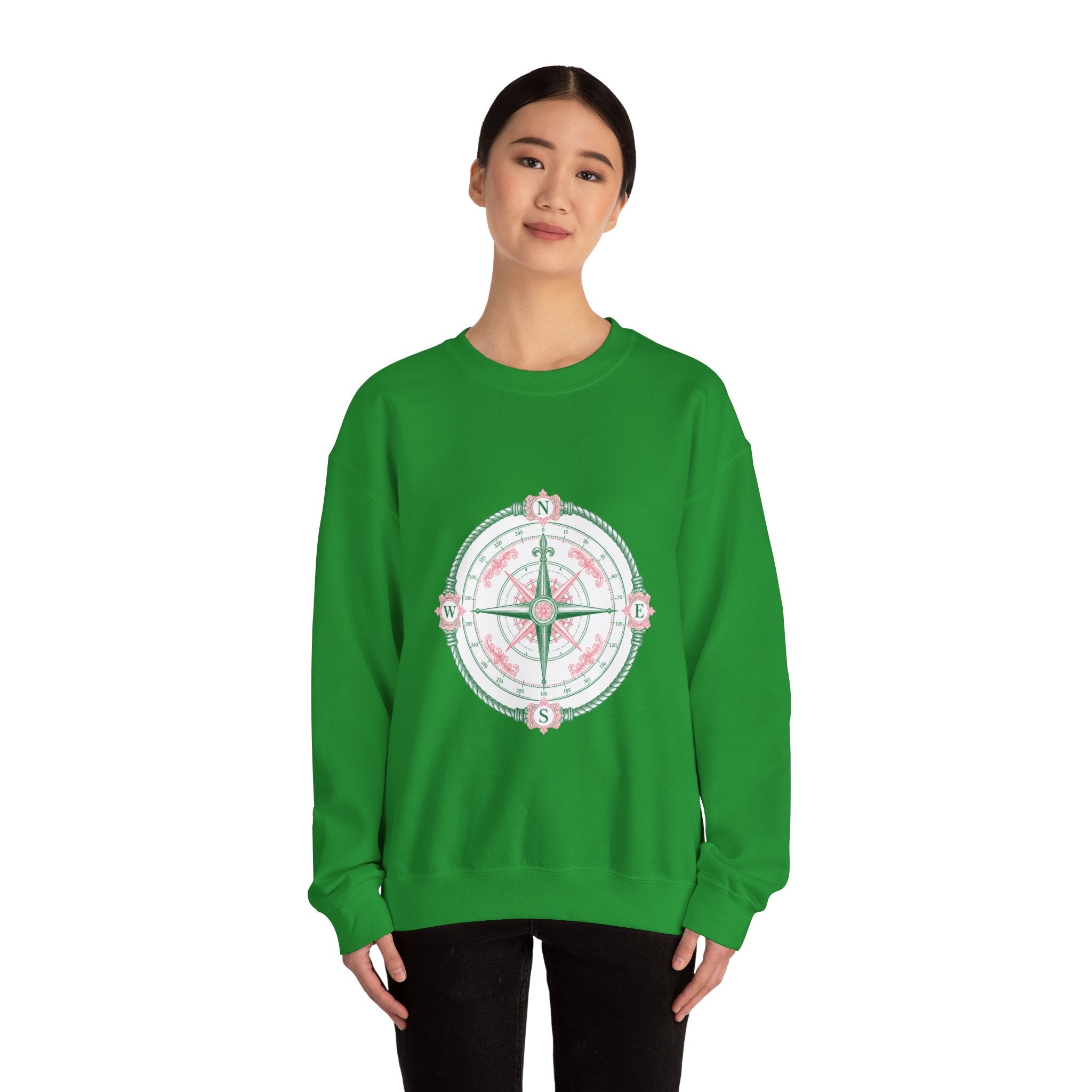 Matching Couple Sweatshirt - Compass North & South Matching Couple Premium Fleece Sweatshirt Vintage Art His Hers Honeymoon Gift - Design A