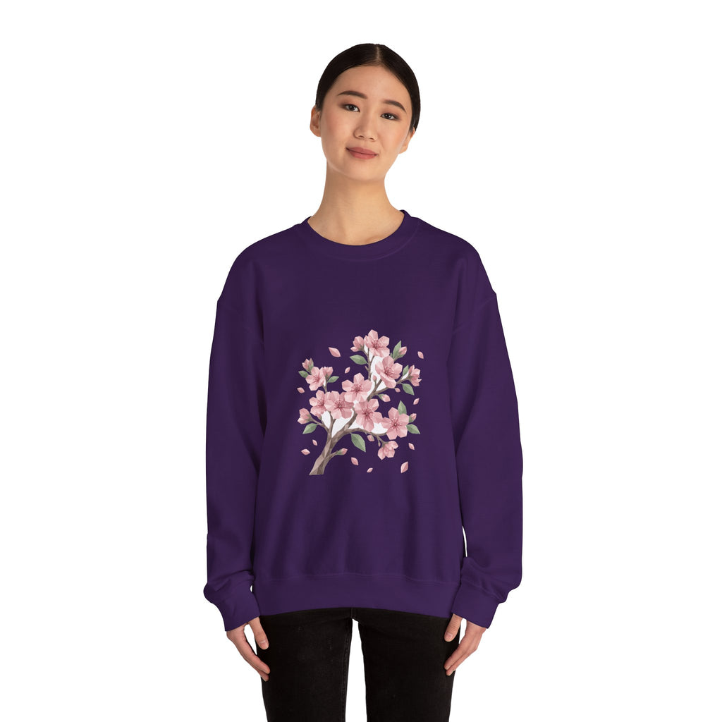 Matching Couple Sweatshirt - Cherry Blossom & Maple Leaf Matching Couple Premium Fleece Sweatshirt Geometric Art His Hers Love Gift - Design A