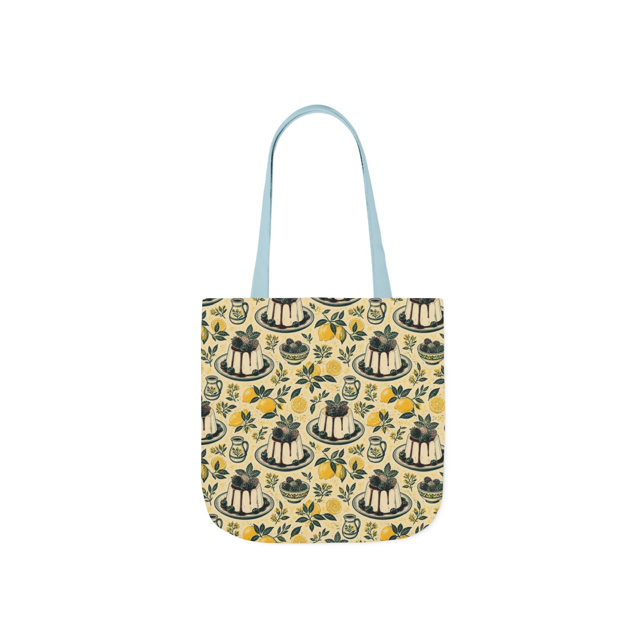 Panna Cotta Canvas Tote Bag Mediterranean Kitchen Linocut Design Italian Cottagecore Gift