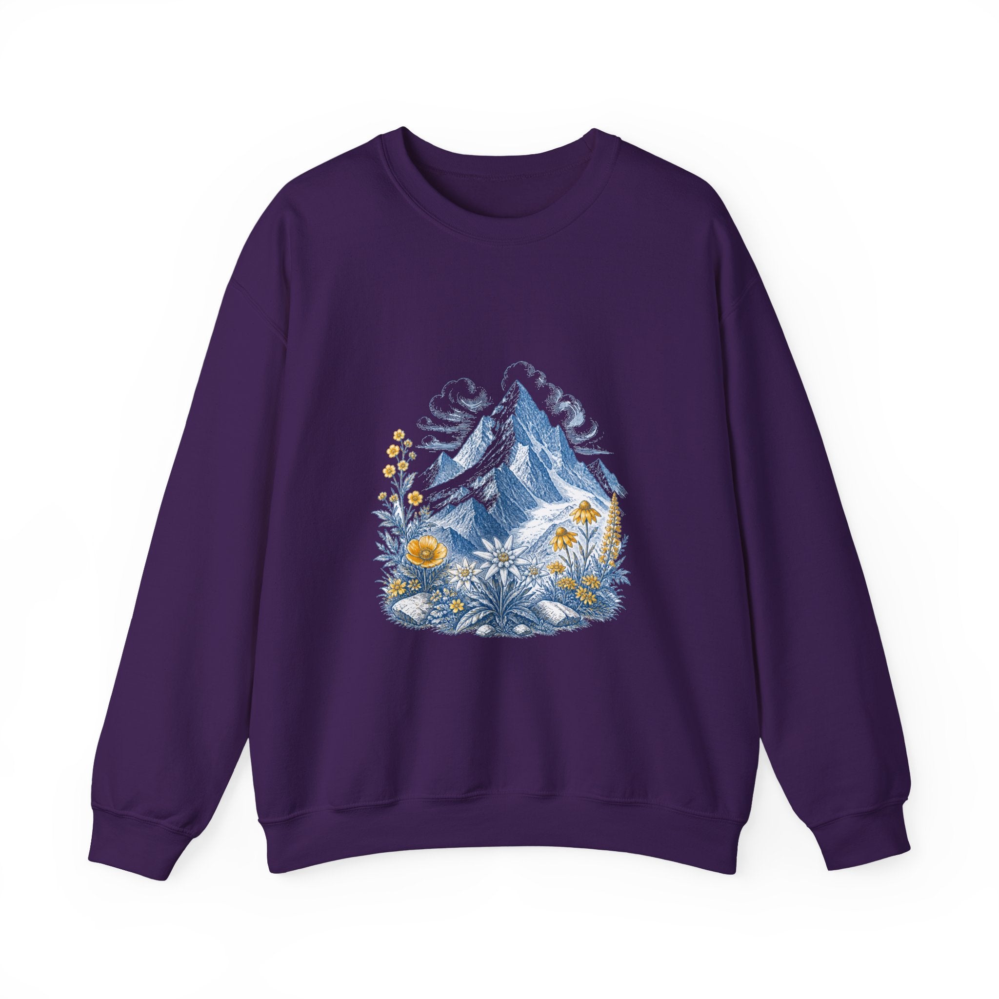 Matching Couple Sweatshirt - Mountain & Ocean Matching Couple Premium Fleece Sweatshirt Vintage Art His Hers Honeymoon Gift - Design A