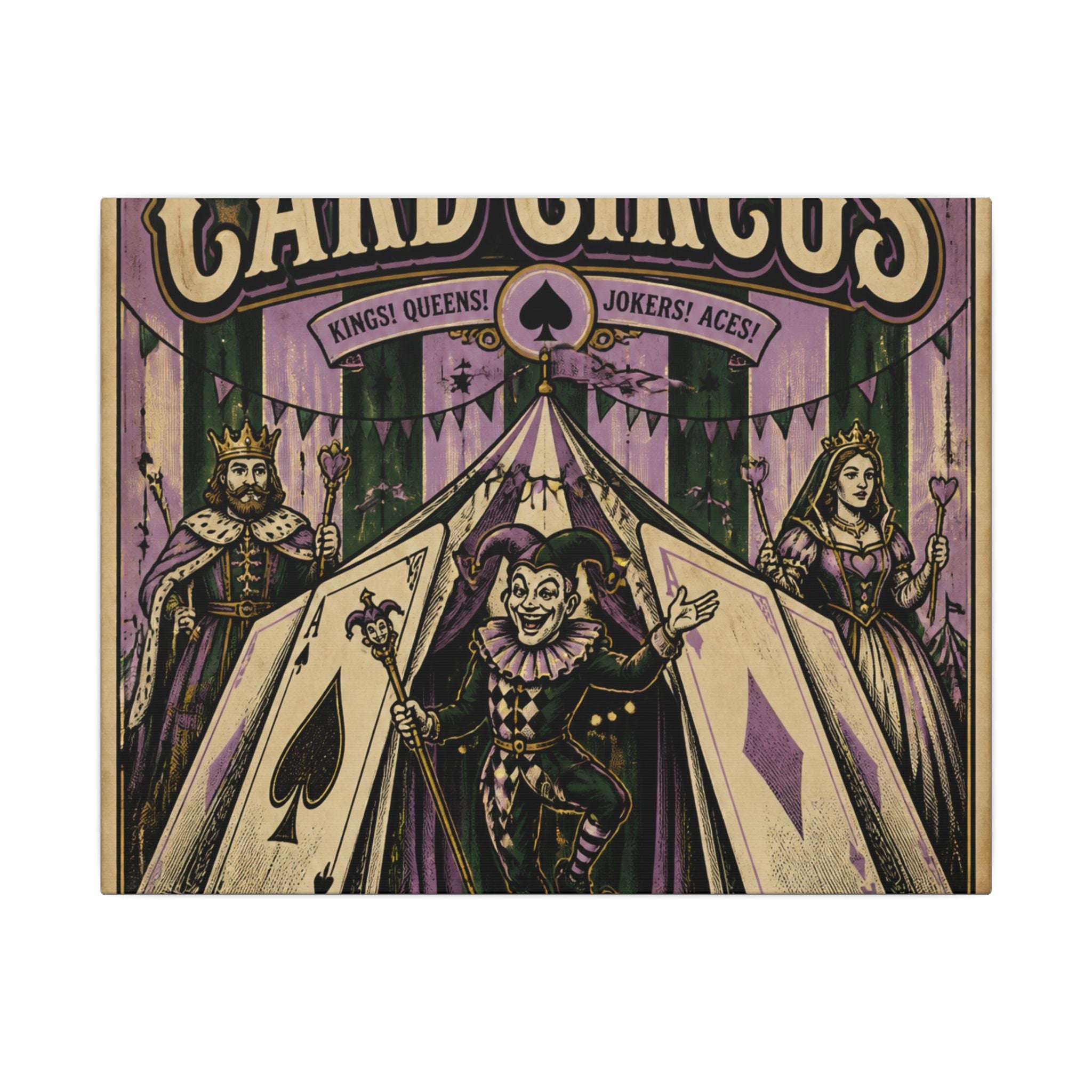 Playing Cards Tent Wall Art Canvas 16×20 Vintage Circus Kitchen Decor Maximalist Print