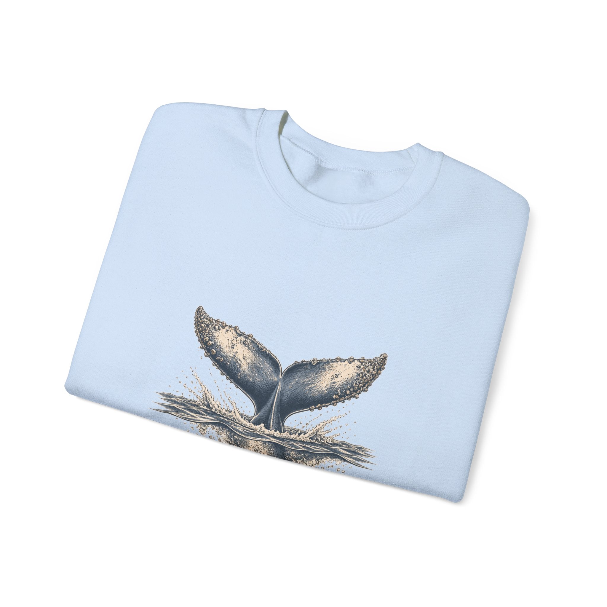 Matching Couple Sweatshirt - Eagle & Whale Matching Couple Crewneck Sweatshirt Hand-Drawn Art His Hers Best Friend Gift - Design B