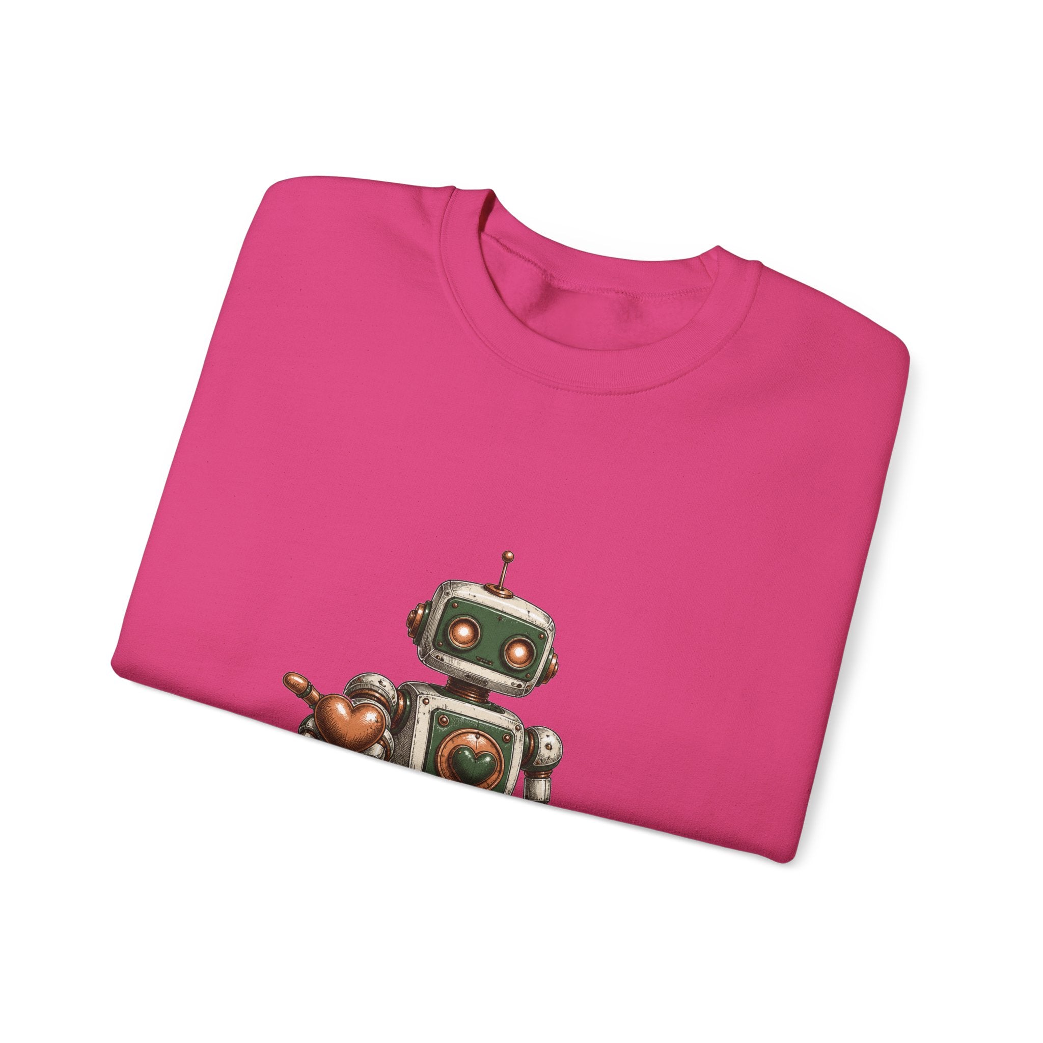 Matching Couple Sweatshirt - Robot & Heart Matching Couple Crewneck Sweatshirt Hand-Drawn Art His Hers Best Friend Gift - Design A