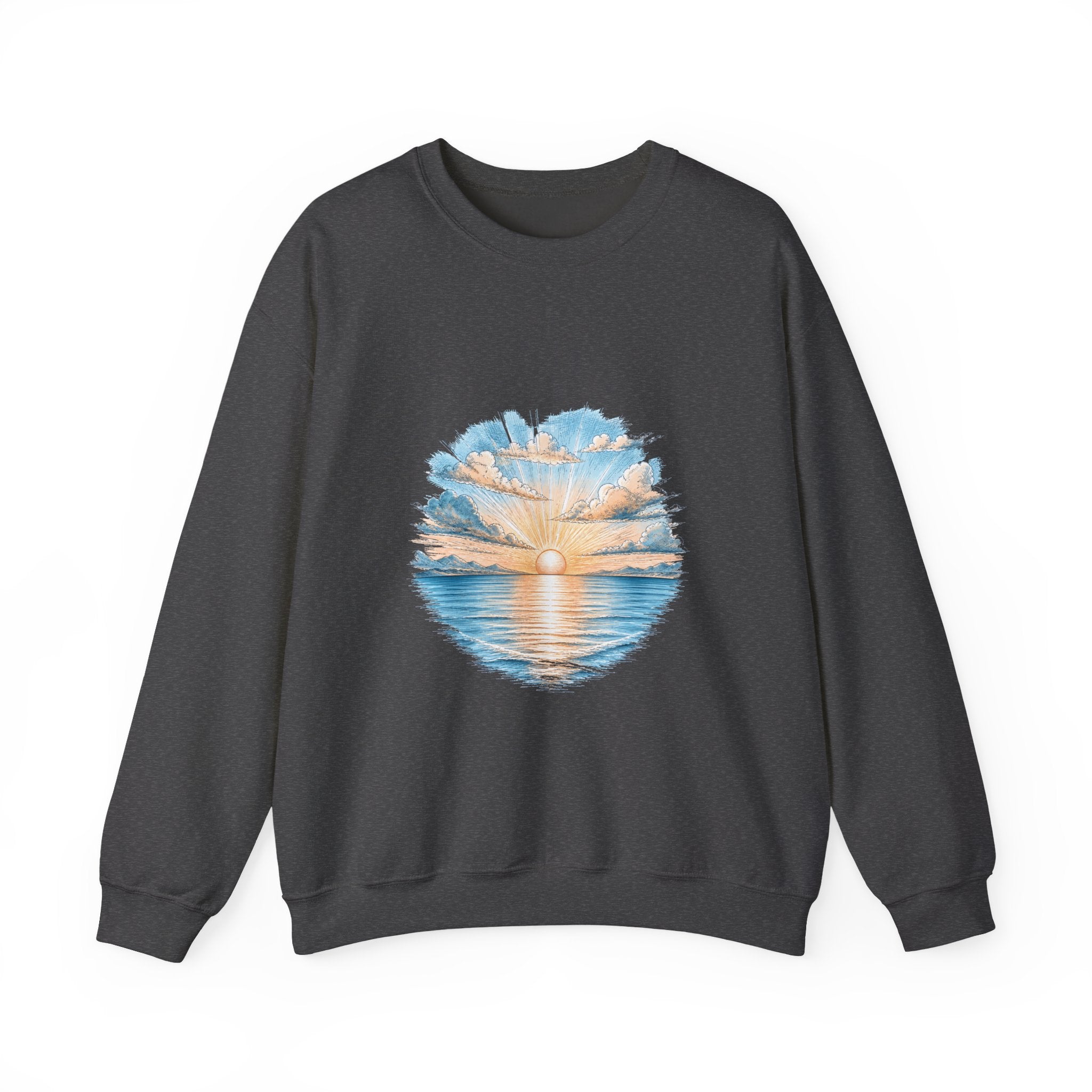 Matching Couple Sweatshirt - Sunrise & Sunset Matching Couple Crewneck Sweatshirt Hand-Drawn Art His Hers Best Friend Gift - Design A