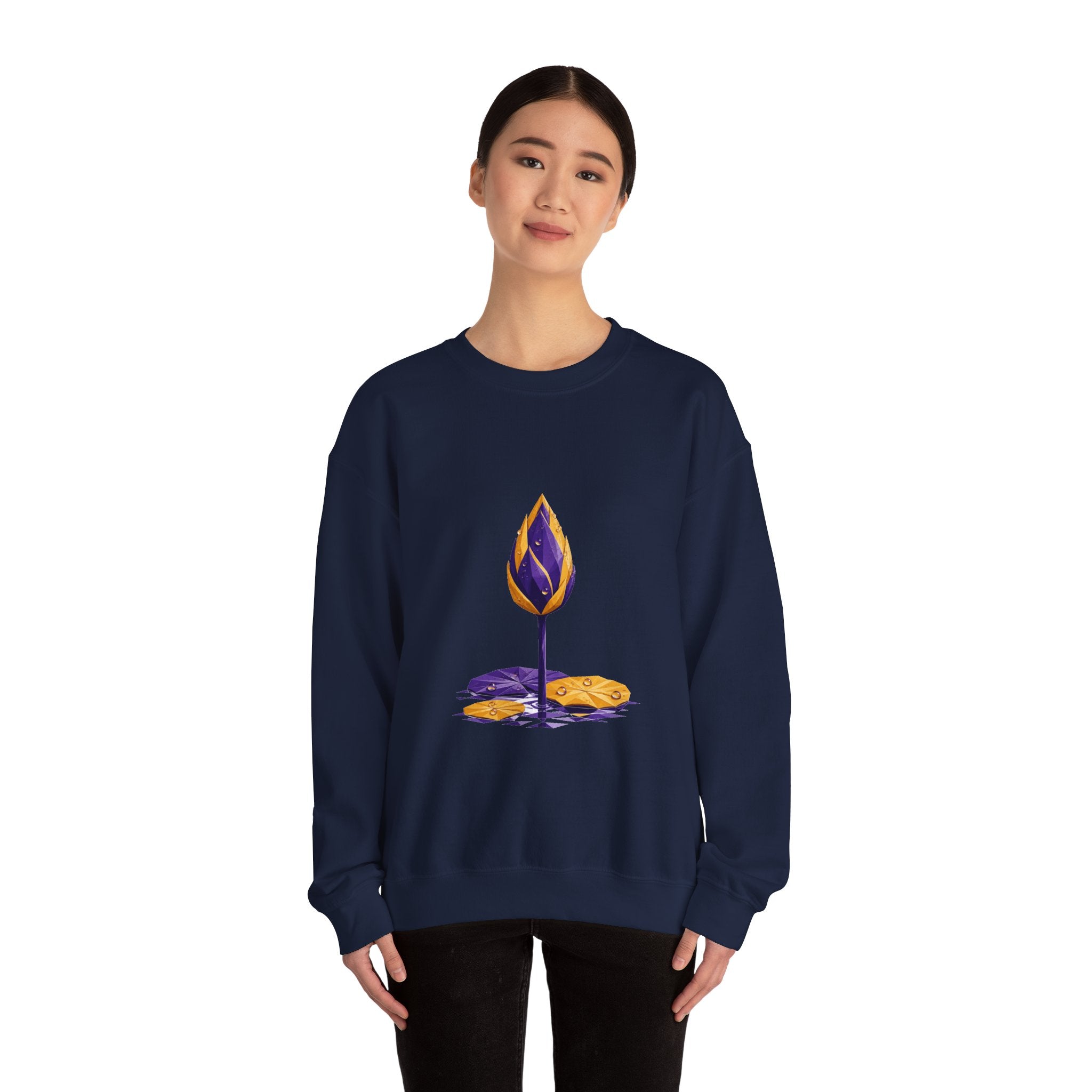 Matching Couple Sweatshirt - Open & Closed Lotus Matching Couple Comfort Colors Crew Geometric Art His Hers Love Gift - Design B