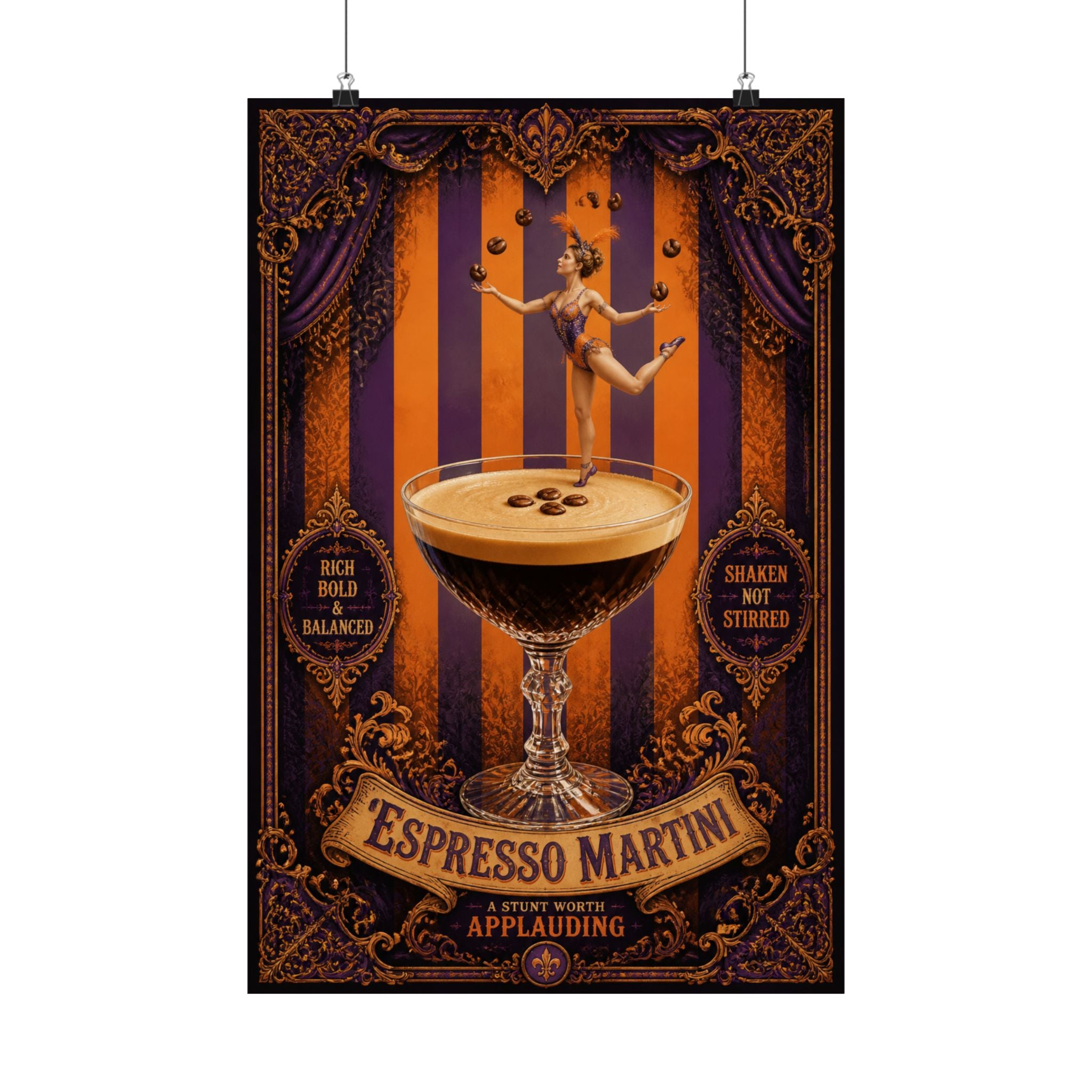 Espresso Martini Acrobat Wall Art Poster 18×24 Baroque Home Office Decor Maximalist Print