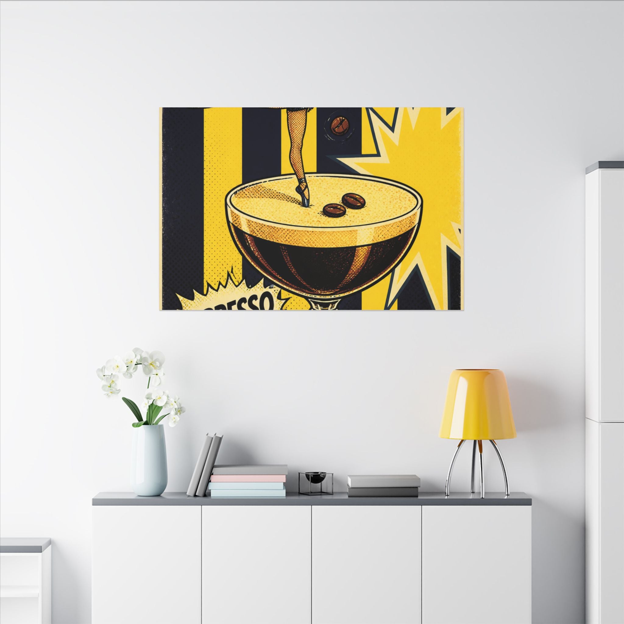 Espresso Martini Acrobat Wall Art Canvas 16×20 Pop Art Living Room Decor Maximalist Print