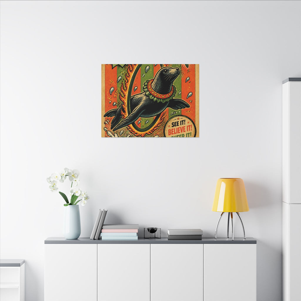 Seal Fire Hoop Wall Art Canvas 24×36 Pop Art Restaurant Decor Maximalist Print