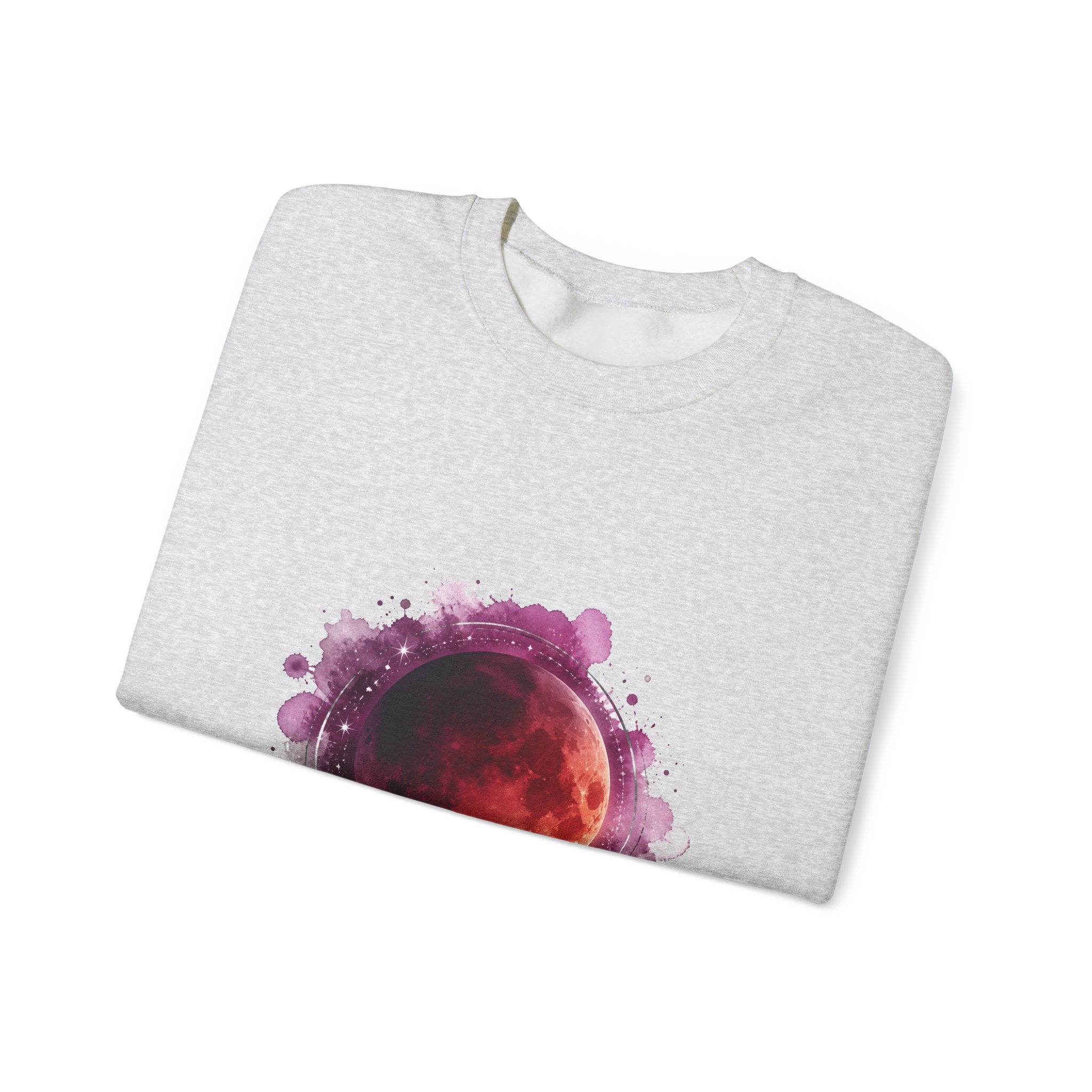 Matching Couple Sweatshirt - Solar & Lunar Eclipse Matching Couple Premium Fleece Sweatshirt Watercolor Art His Hers Birthday Gift - Design B