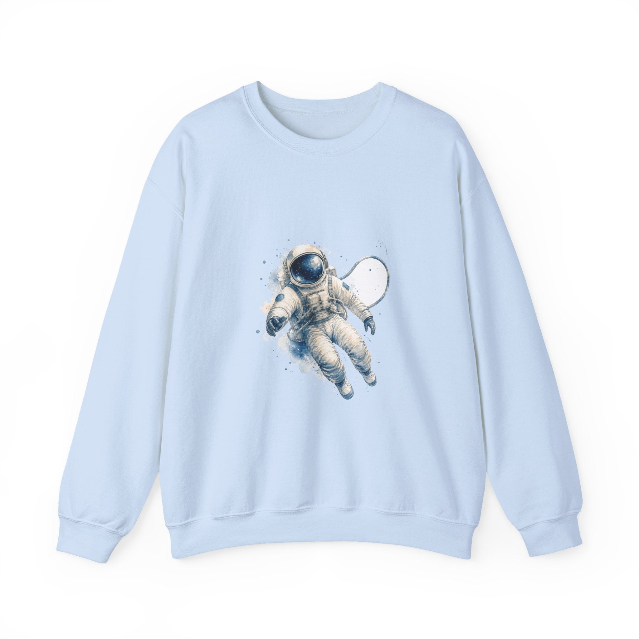 Matching Couple Sweatshirt - Astronaut & Planet Matching Couple Crewneck Sweatshirt Watercolor Art His Hers Engagement Gift - Design A