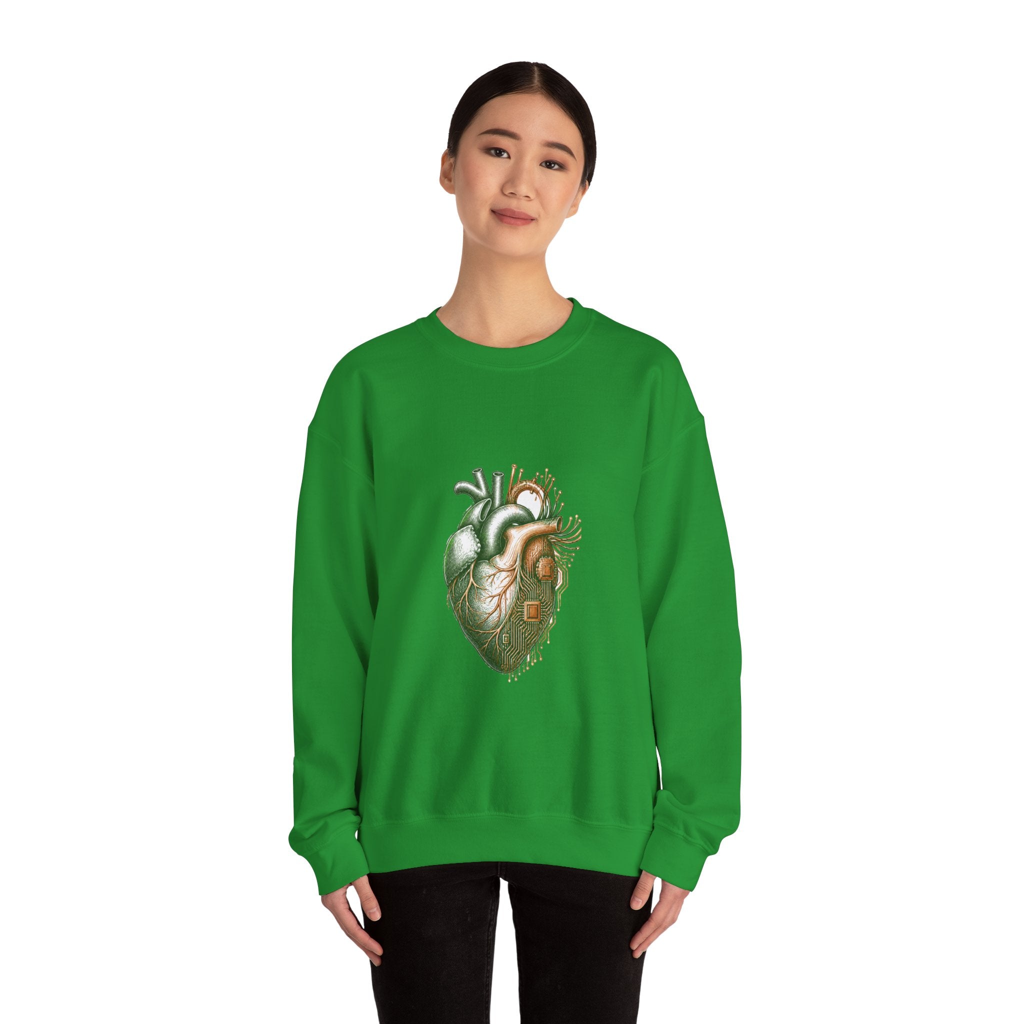 Matching Couple Sweatshirt - Robot & Heart Matching Couple Crewneck Sweatshirt Hand-Drawn Art His Hers Best Friend Gift - Design B