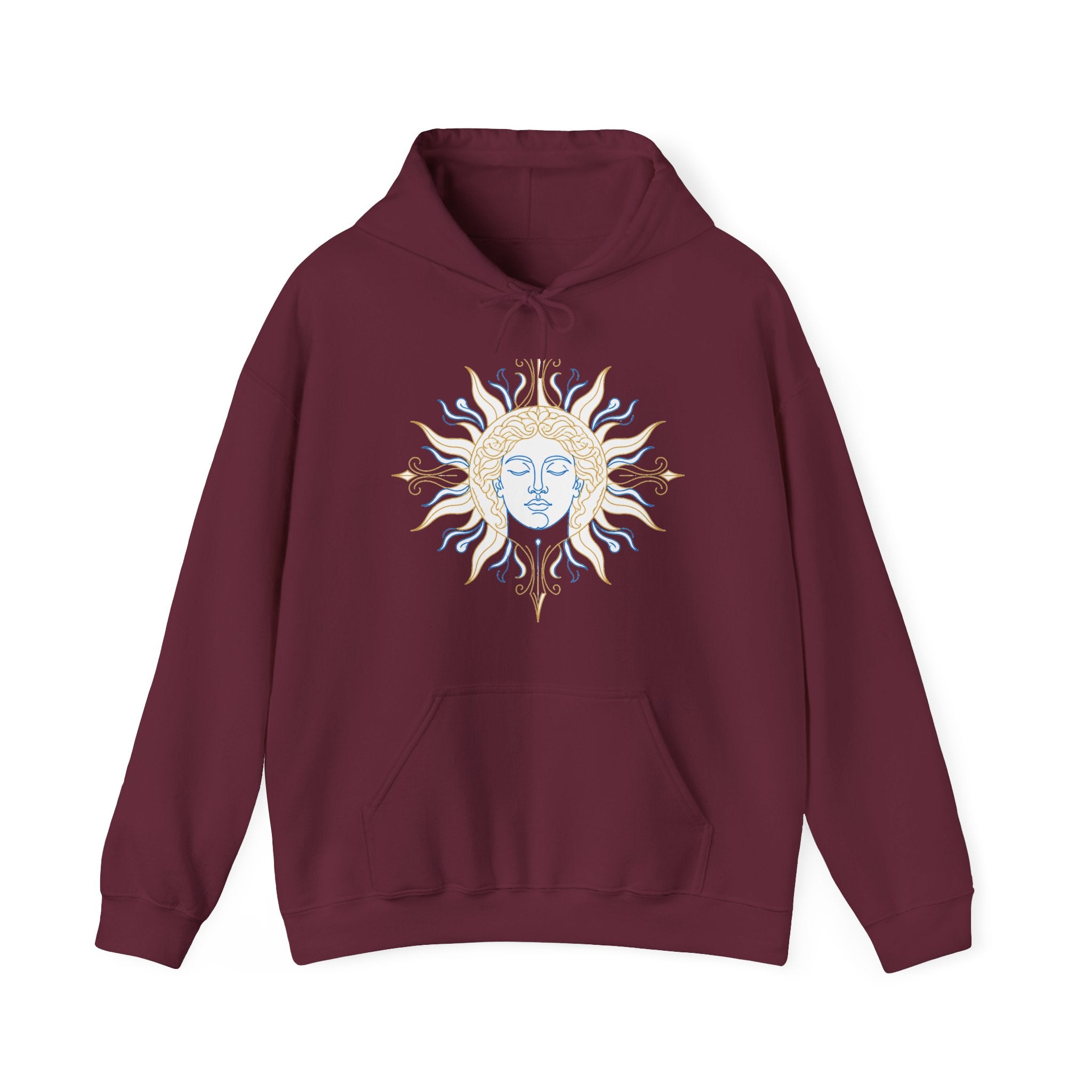 Matching Couple Sweatshirt - Helios & Selene Matching Couple Hooded Sweatshirt Minimalist Art His Hers Valentine Gift - Design A