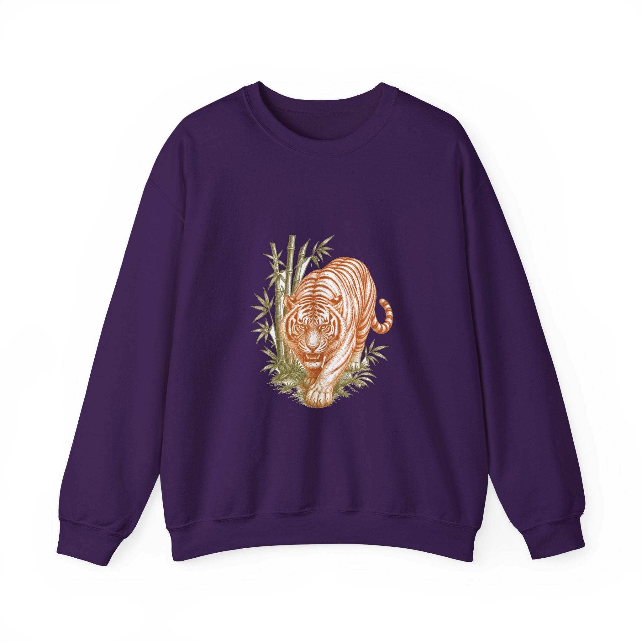 Matching Couple Sweatshirt - Tiger & Crane Matching Couple Premium Fleece Sweatshirt Vintage Art His Hers Honeymoon Gift - Design A