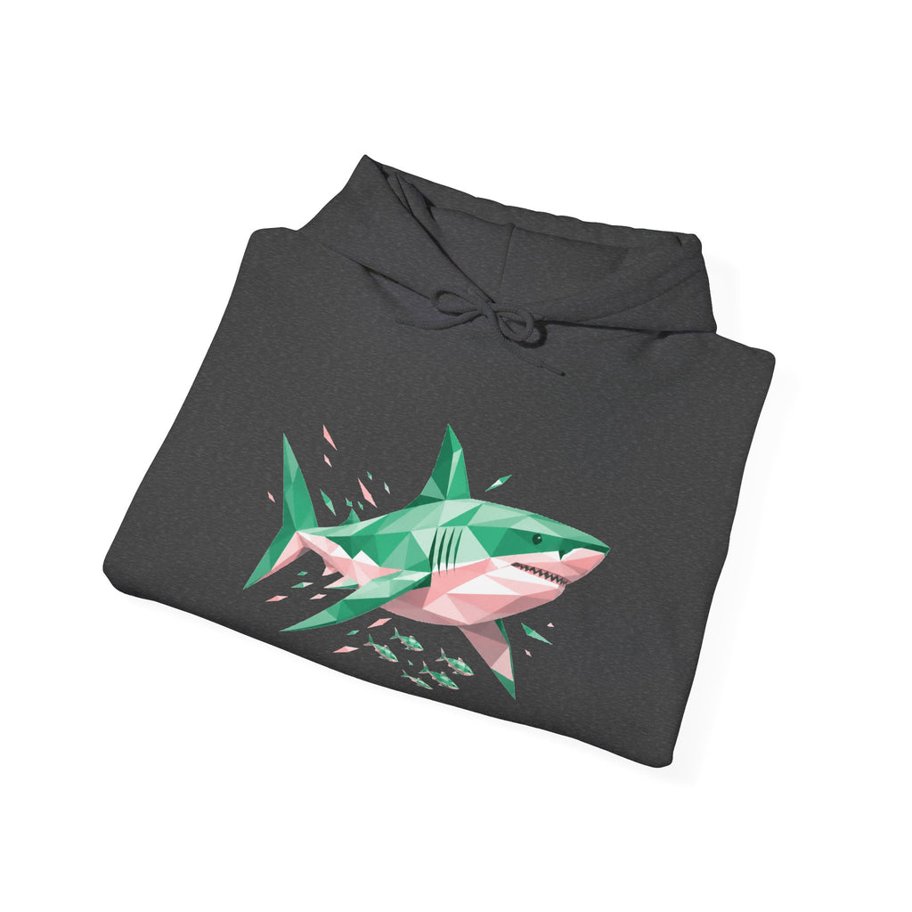 Matching Couple Sweatshirt - Shark & Dolphin Matching Couple Hooded Sweatshirt Geometric Art His Hers Couple Gift - Design A
