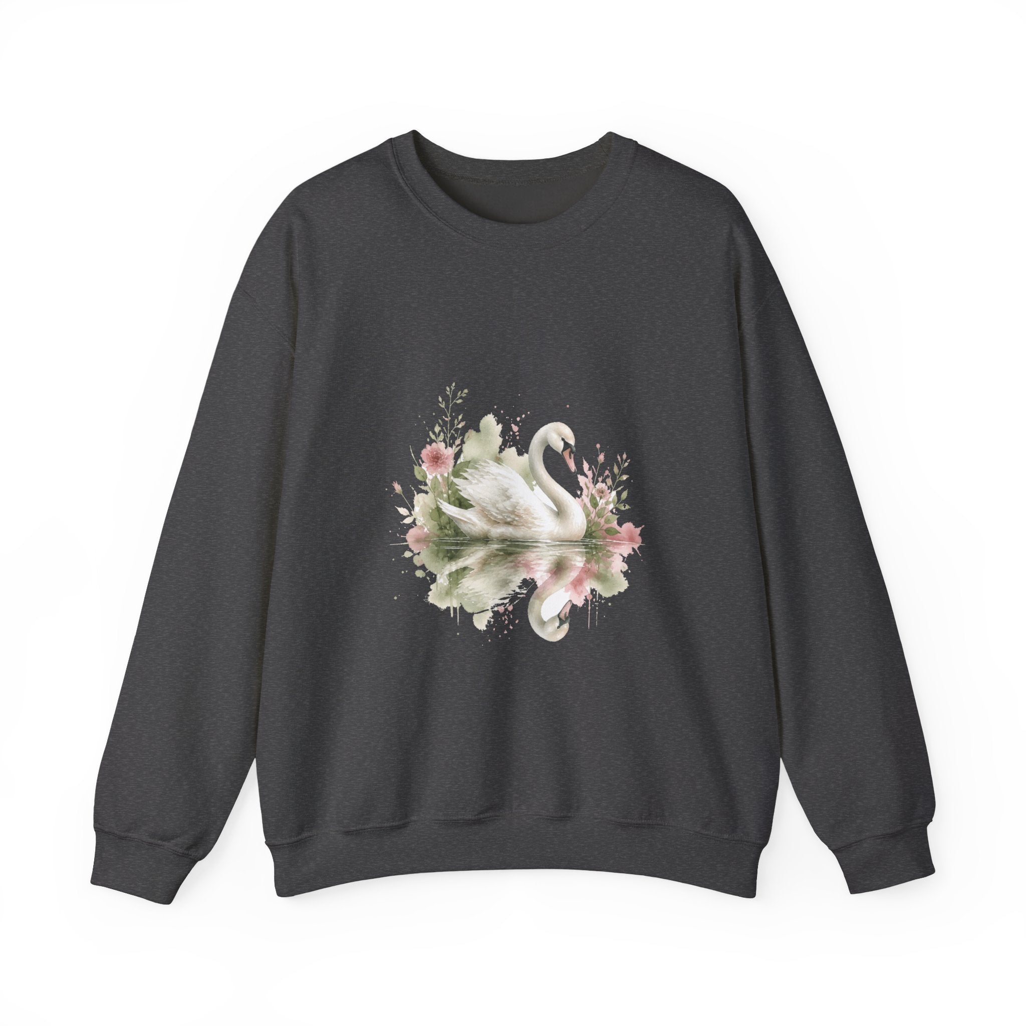Matching Couple Sweatshirt - Raven & Swan Matching Couple Crewneck Sweatshirt Watercolor Art His Hers Engagement Gift - Design B