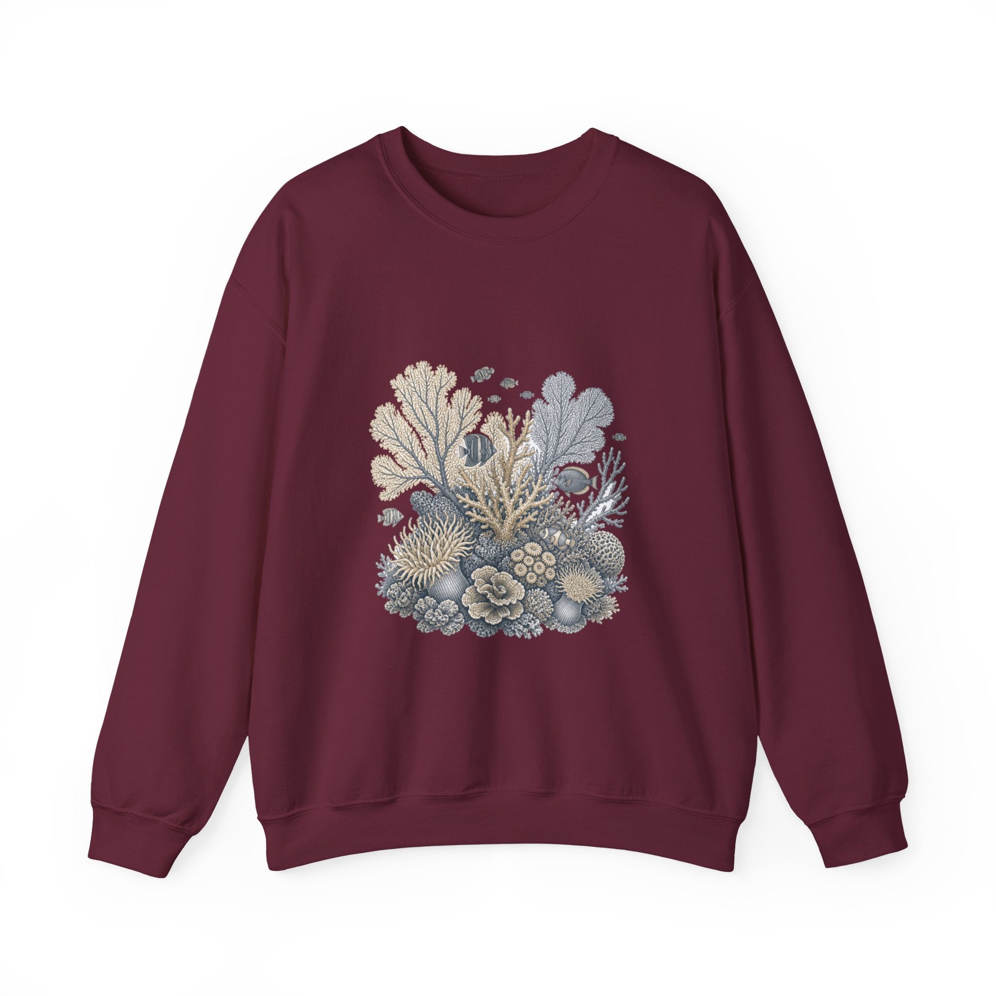 Matching Couple Sweatshirt - Coral Reef & Deep Sea Matching Couple Premium Fleece Sweatshirt Vintage Art His Hers Honeymoon Gift - Design A