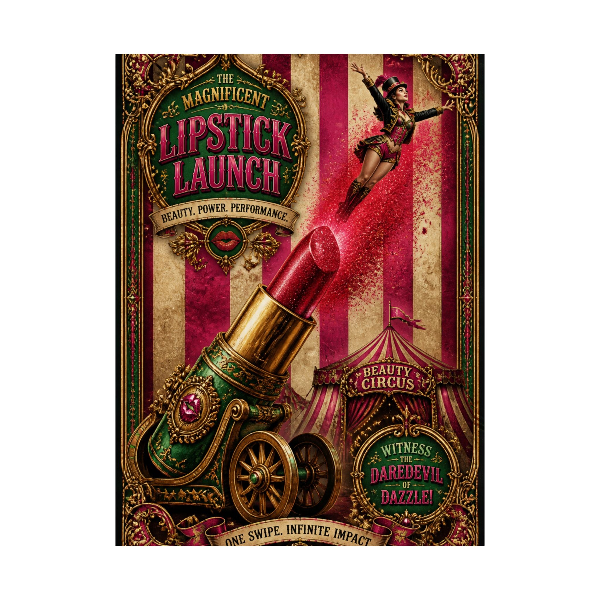 Lipstick Cannon Wall Art Poster 24×36 Baroque Studio Decor Maximalist Print