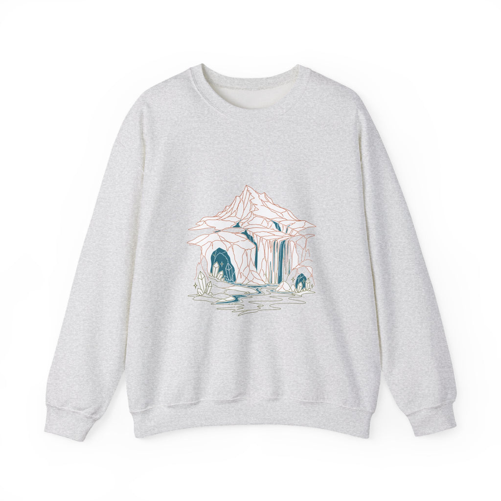 Matching Couple Sweatshirt - Volcano & Glacier Matching Couple Crewneck Sweatshirt Minimalist Art His Hers Valentine Gift - Design B
