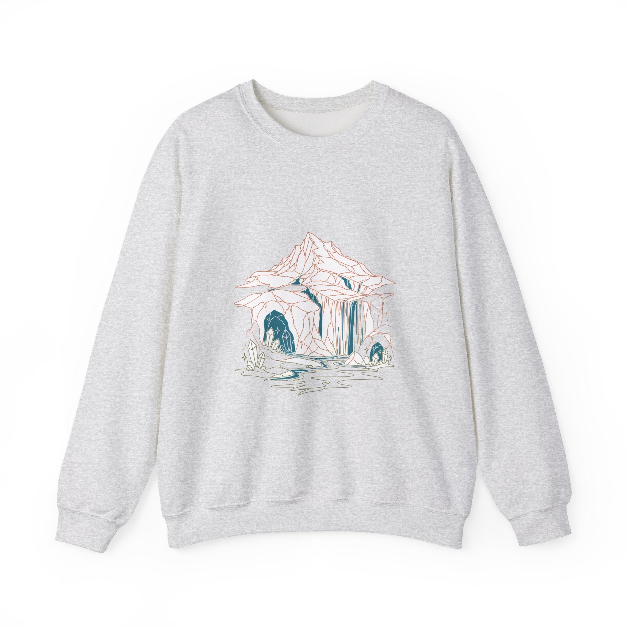 Matching Couple Sweatshirt - Volcano & Glacier Matching Couple Crewneck Sweatshirt Minimalist Art His Hers Valentine Gift - Design B