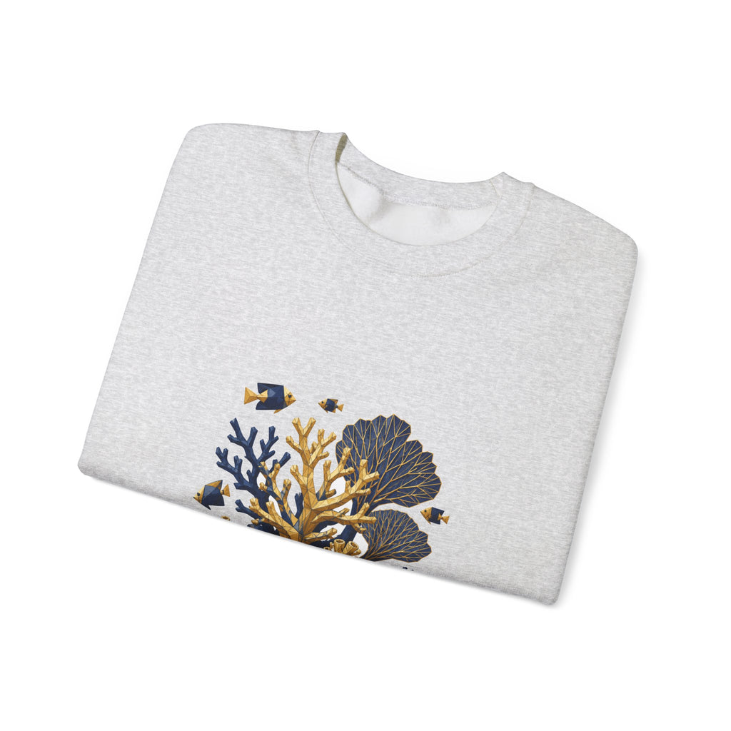 Matching Couple Sweatshirt - Coral Reef & Deep Sea Matching Couple Premium Fleece Sweatshirt Geometric Art His Hers Love Gift - Design A